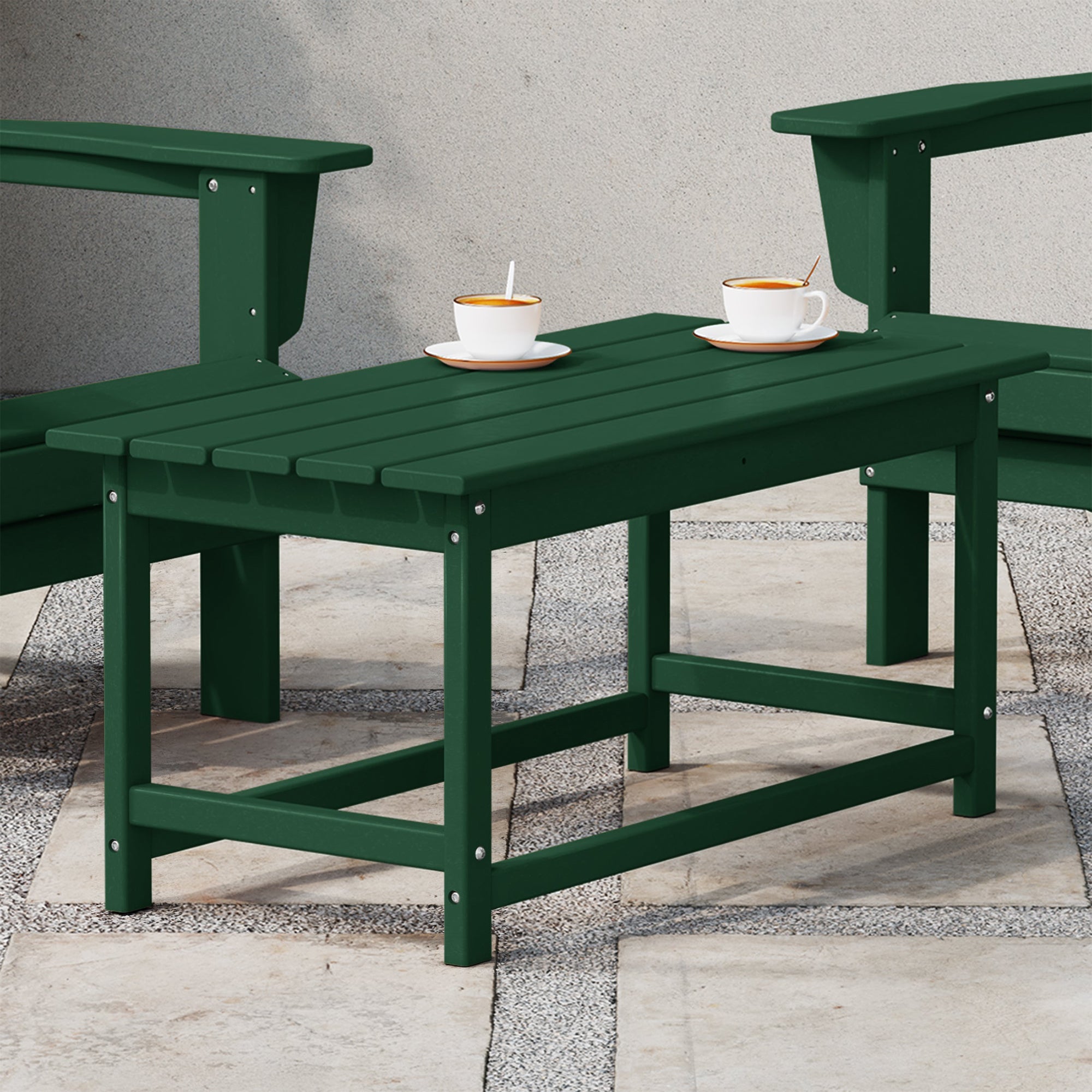 WestinTrends Malibu Outdoor Poly Coffee Table, 35.25 x 17.5 Inch, Dark Green