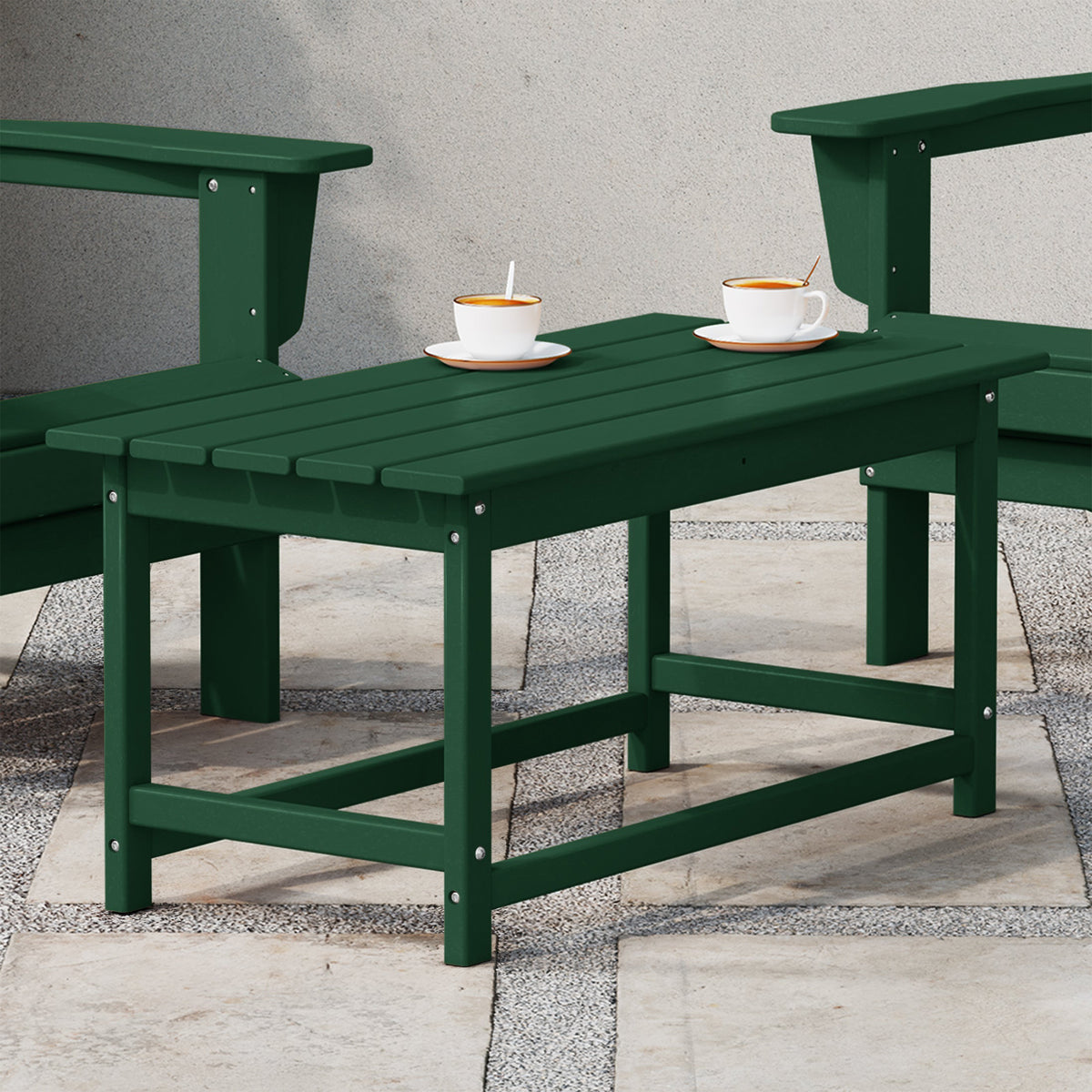 WestinTrends Malibu Outdoor Poly Coffee Table, 35.25 x 17.5 Inch, Dark Green