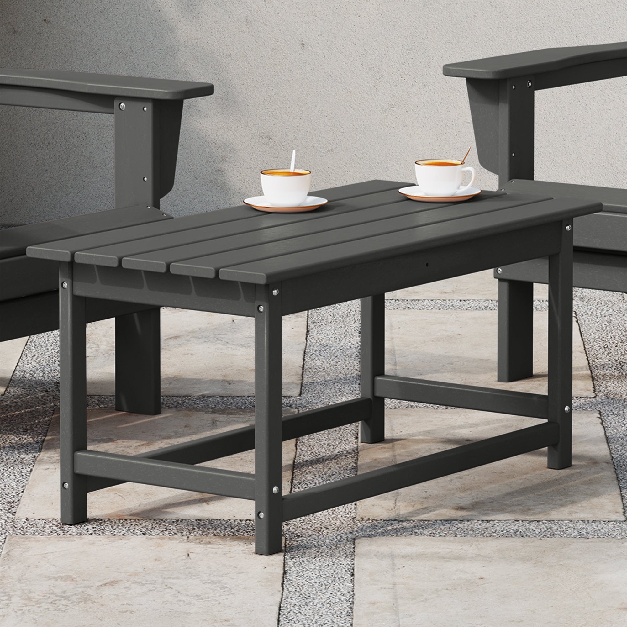 WestinTrends Malibu Outdoor Poly Lumber Coffee Table, 35.25 x 17.5 Inch, Gray