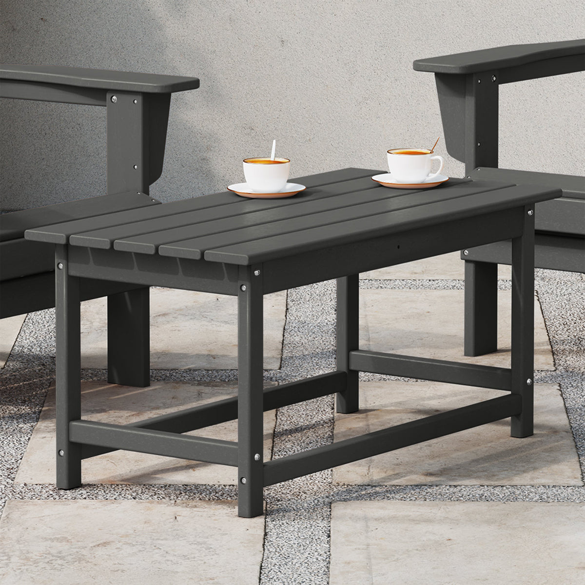 WestinTrends Malibu Outdoor Poly Lumber Coffee Table, 35.25 x 17.5 Inch, Gray