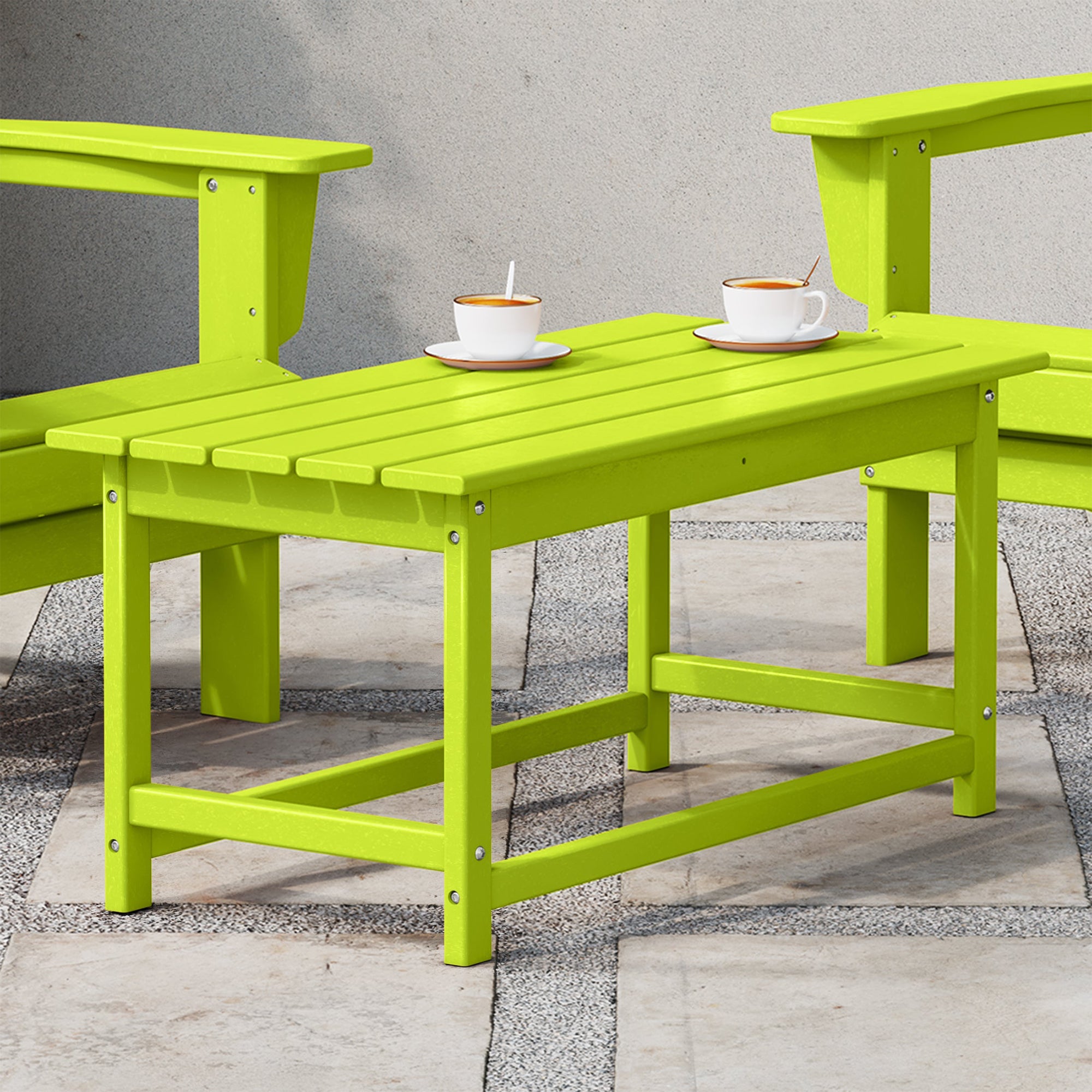 WestinTrends Malibu Outdoor Poly Lumber Coffee Table, 35.25 x 17.5 Inch, Lime