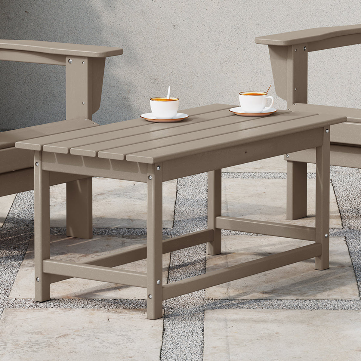 WestinTrends Malibu Outdoor Poly Coffee Table, 35.25 x 17.5 Inch, Weathered Wood