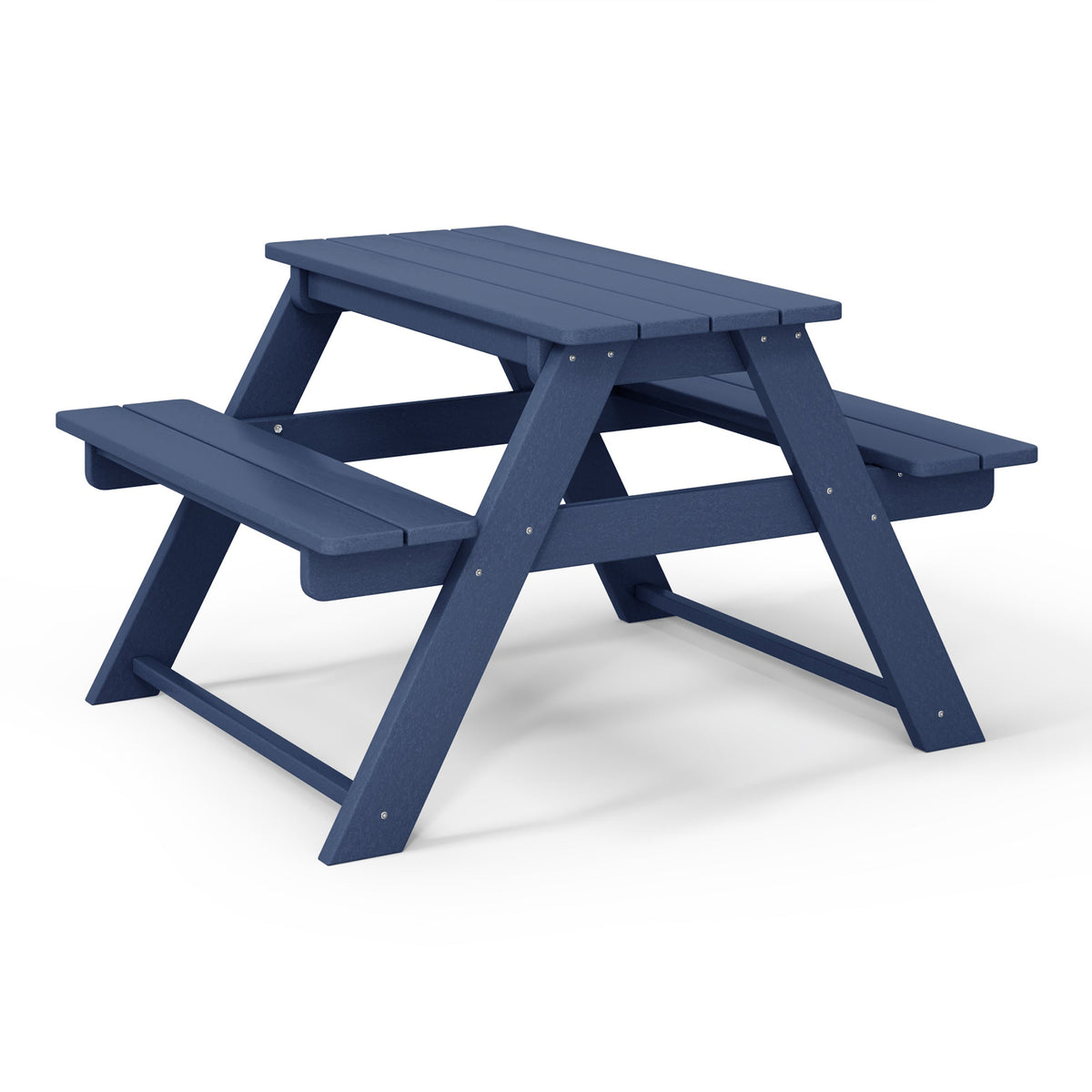 WestinTrends Malibu Outdoor Patio HDPE Picnic Bench Table for Kids, Navy Blue