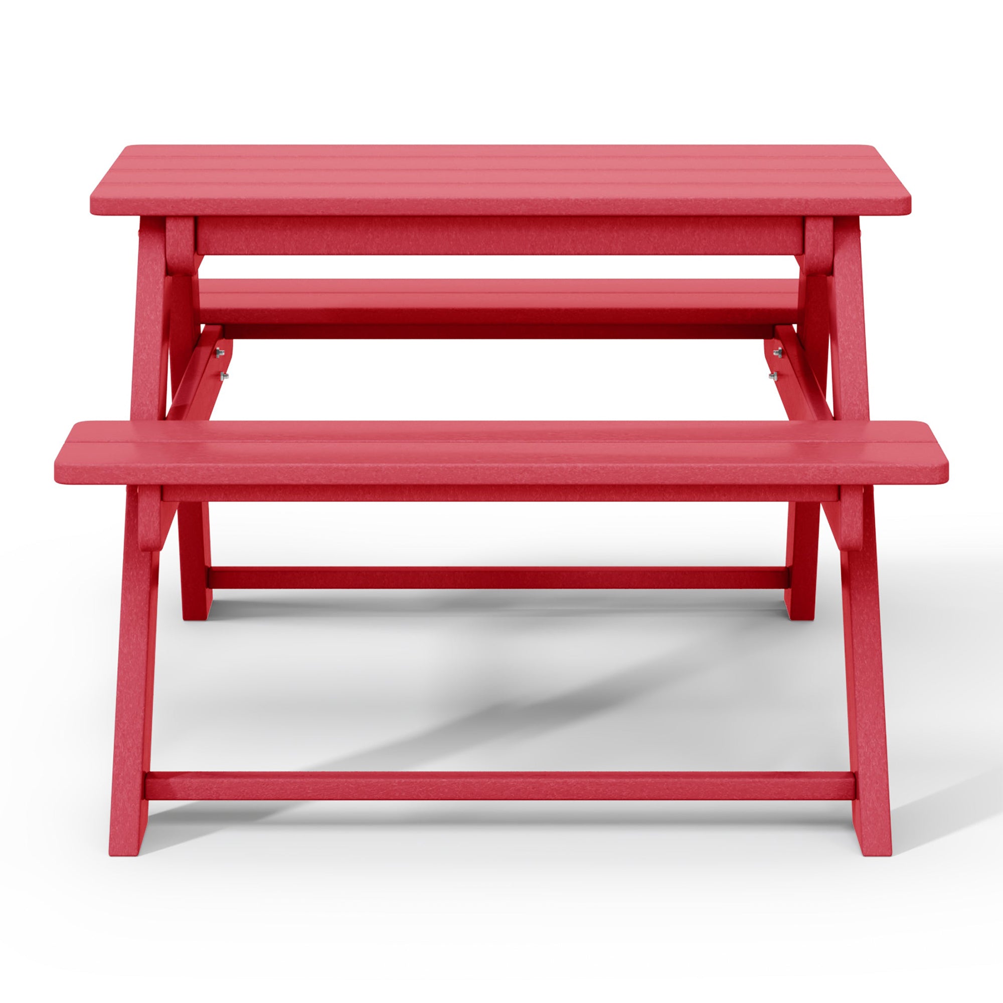 WestinTrends Malibu Indoor/Outdoor Patio HDPE Picnic Bench Table for Kids, Red