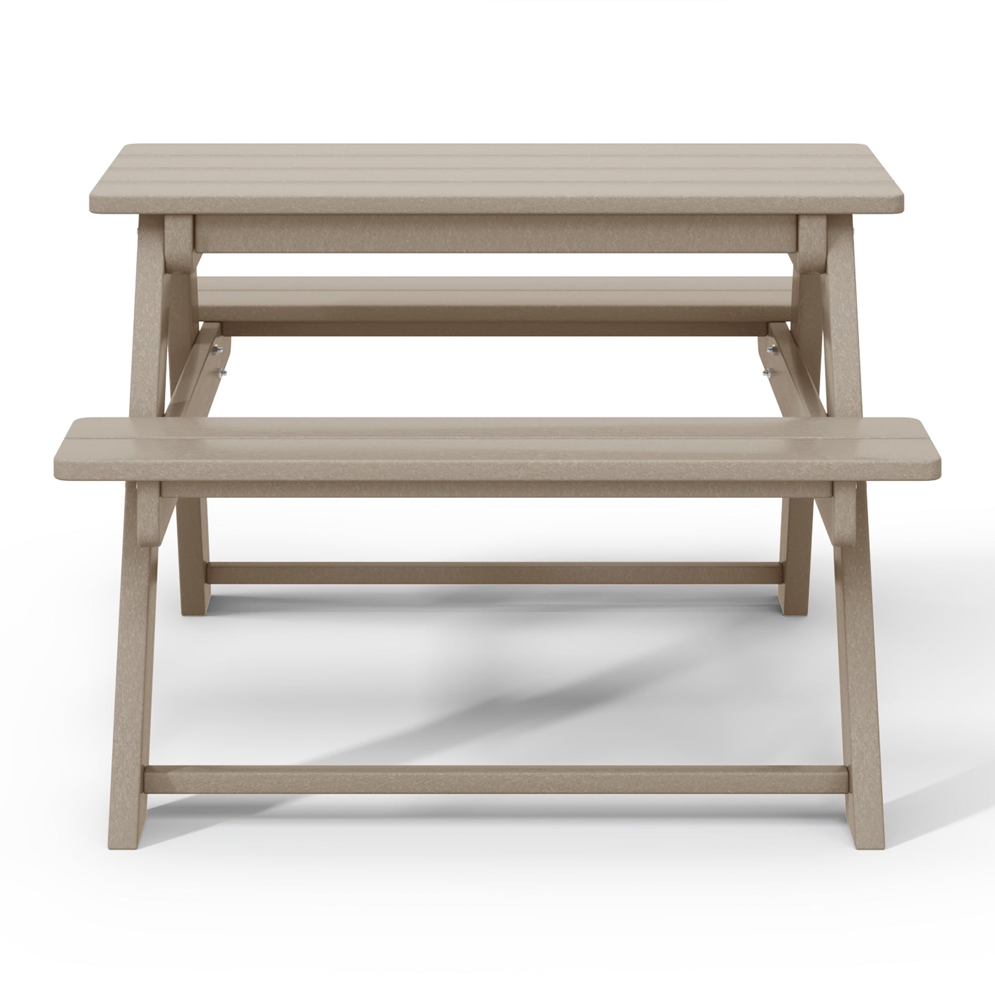 WestinTrends Malibu Outdoor Picnic Bench Table for Kids, HDPE, Weathered Wood