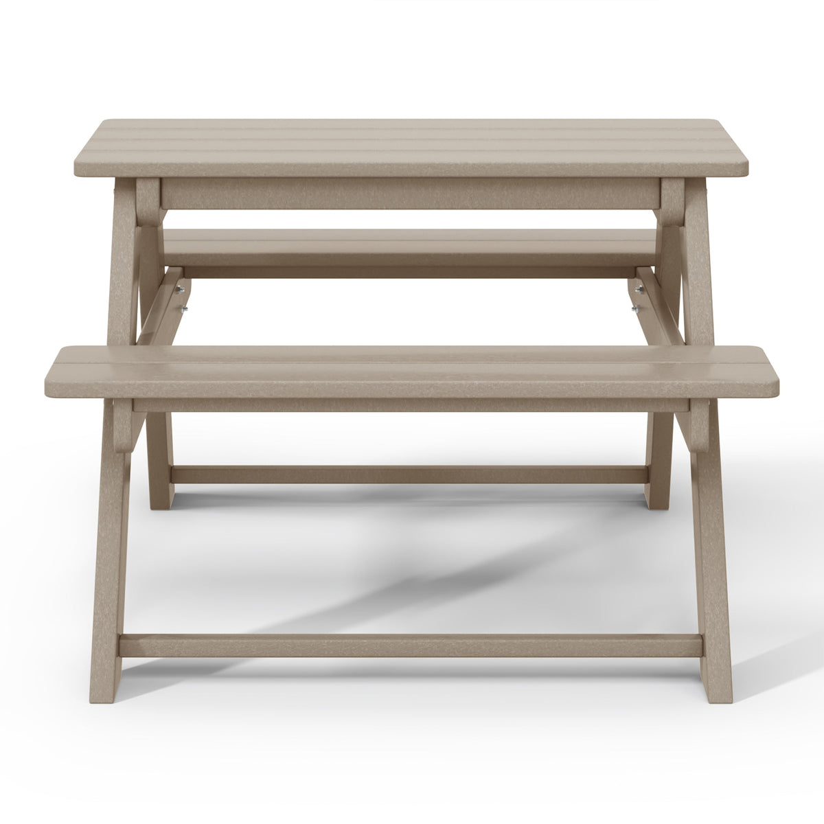 WestinTrends Malibu Outdoor Picnic Bench Table for Kids, HDPE, Weathered Wood