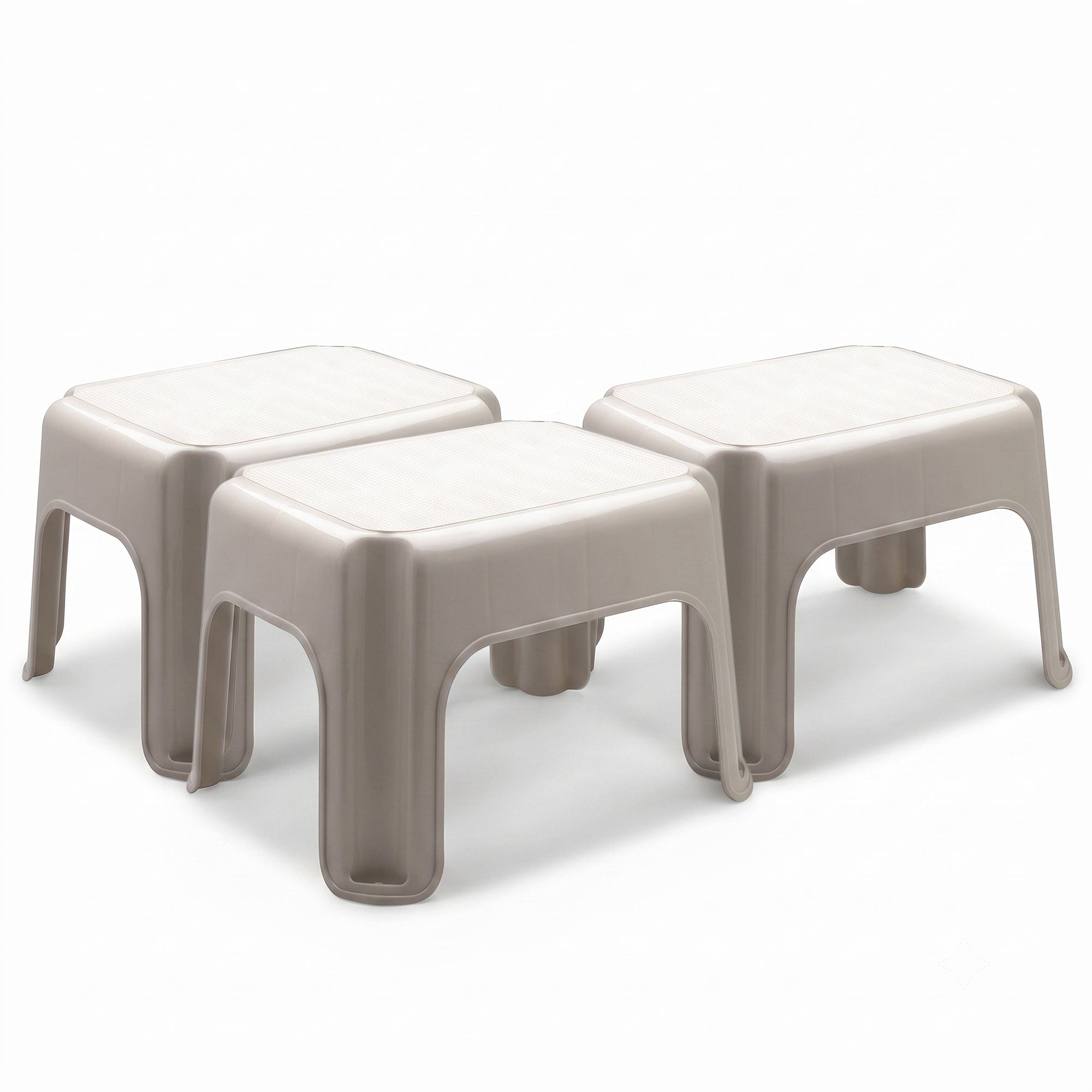 Rubbermaid 3 Pack Lightweight Slip Resistant Roughneck Tough Step Stool, Tan