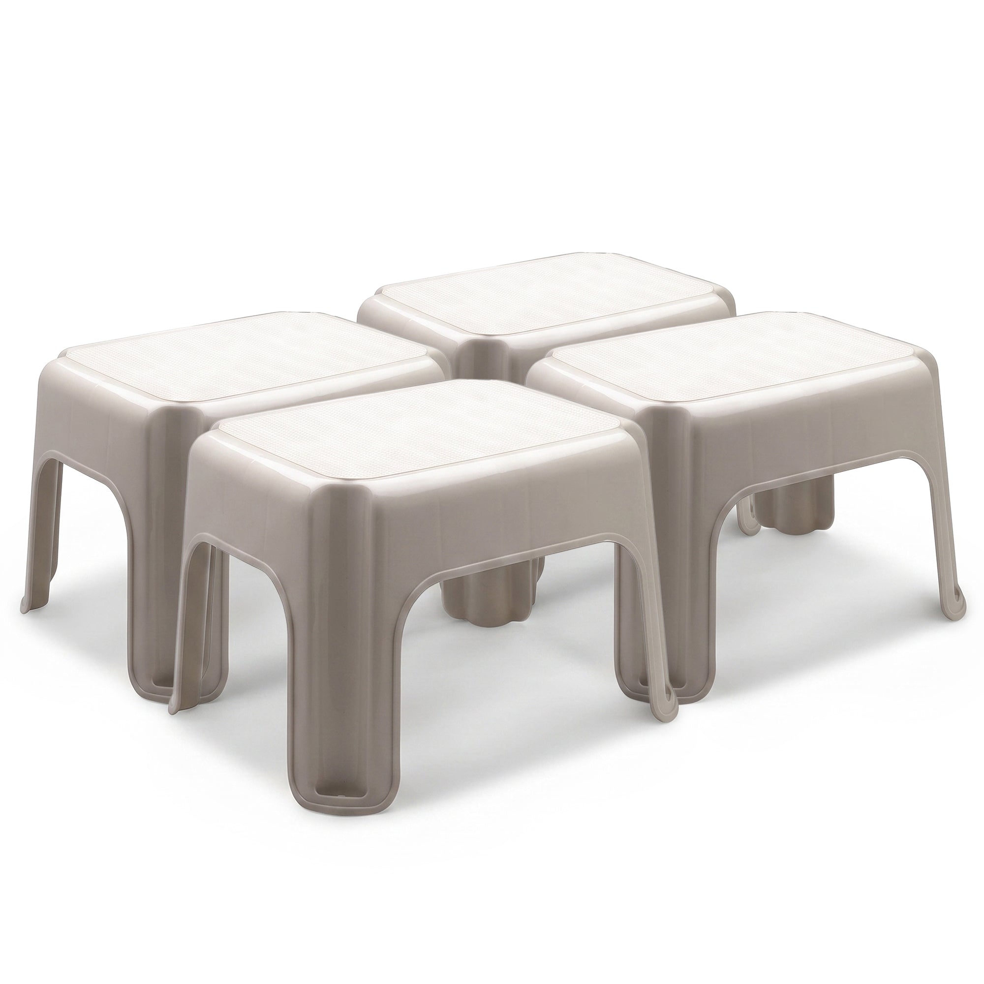 Rubbermaid 4 Pack Lightweight Slip Resistant Roughneck Tough Step Stool, Tan