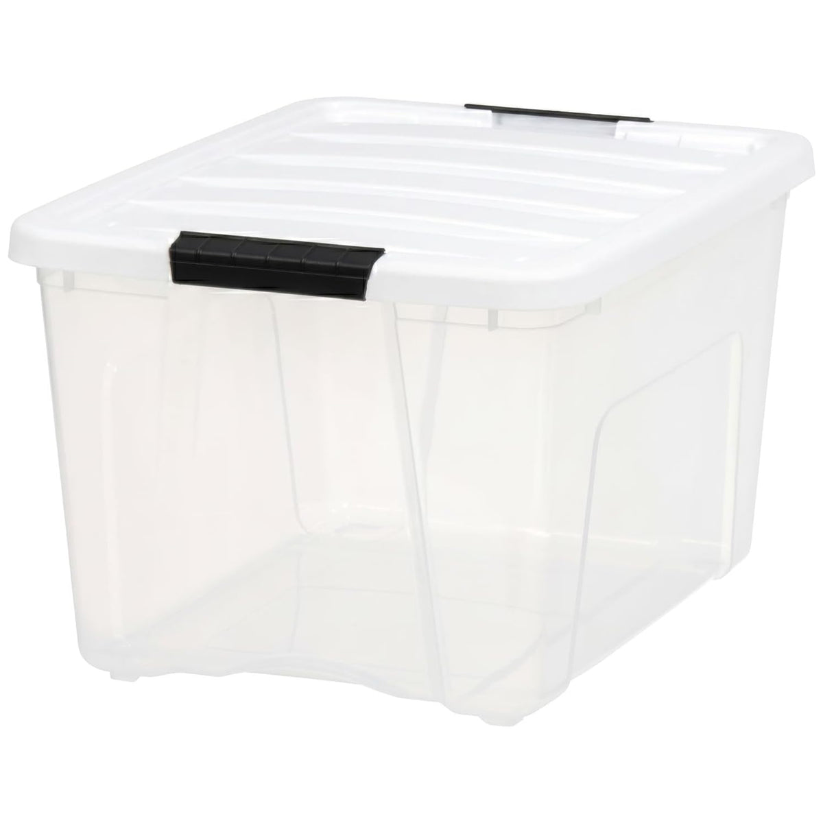IRIS USA 6-Pack 40 Quart Stackable Storage Bins W Lids, Clear/White (Open Box)