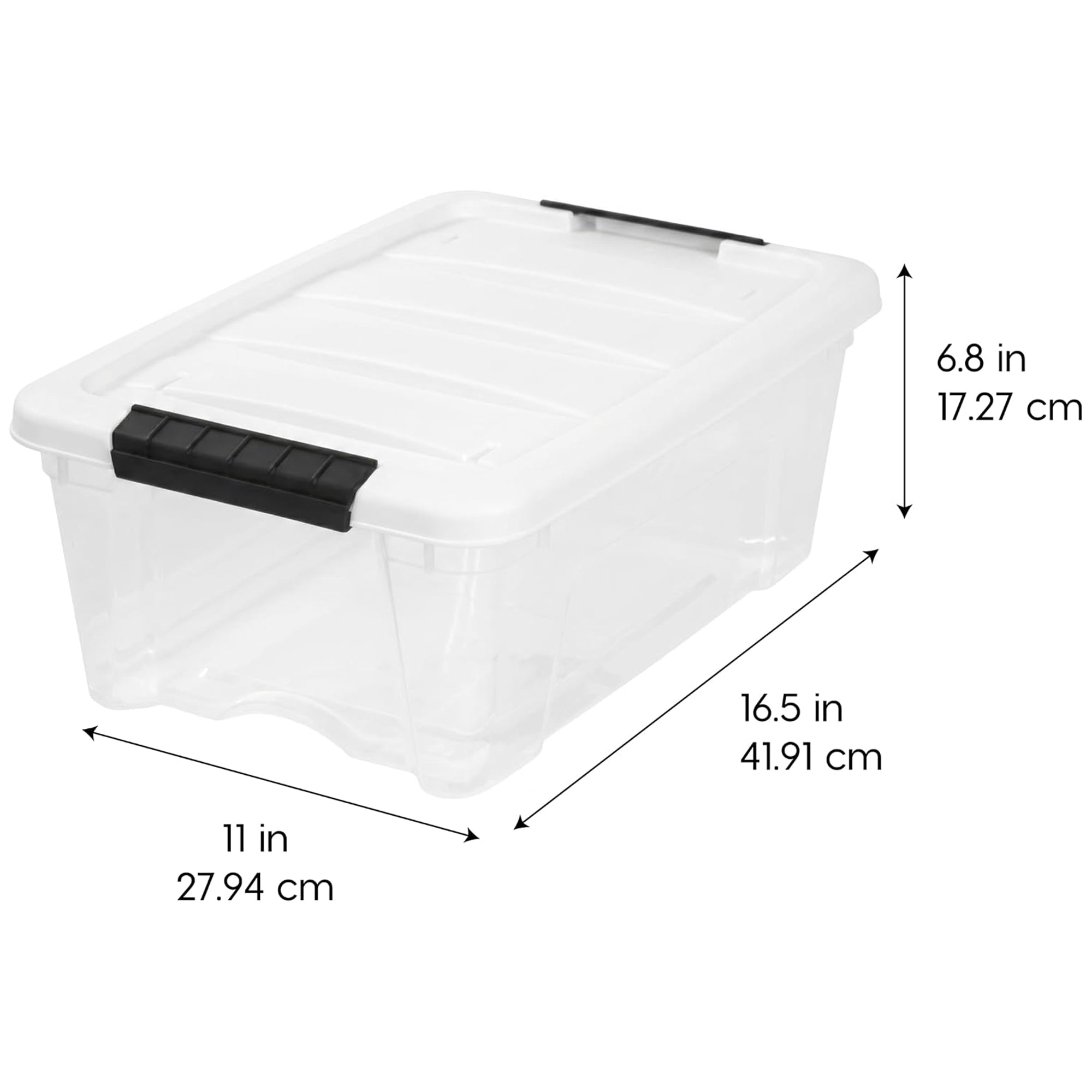IRIS USA Stackable 13 Qt Storage Organizer Bins with Lids, Clear/White, 12-Pack