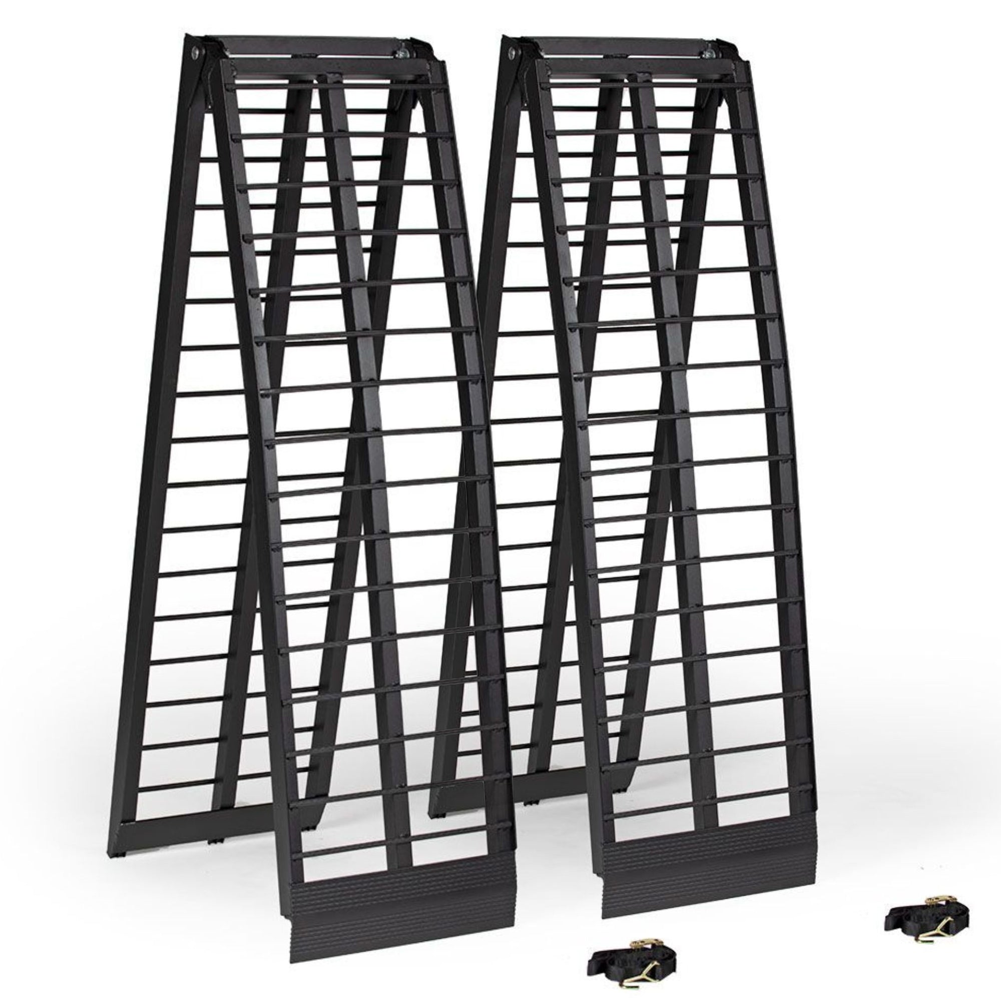Titan Ramps 10 Ft Folding ATV Loading Ramp Arched Aluminum Design, Black, 2 Pack - VMInnovations