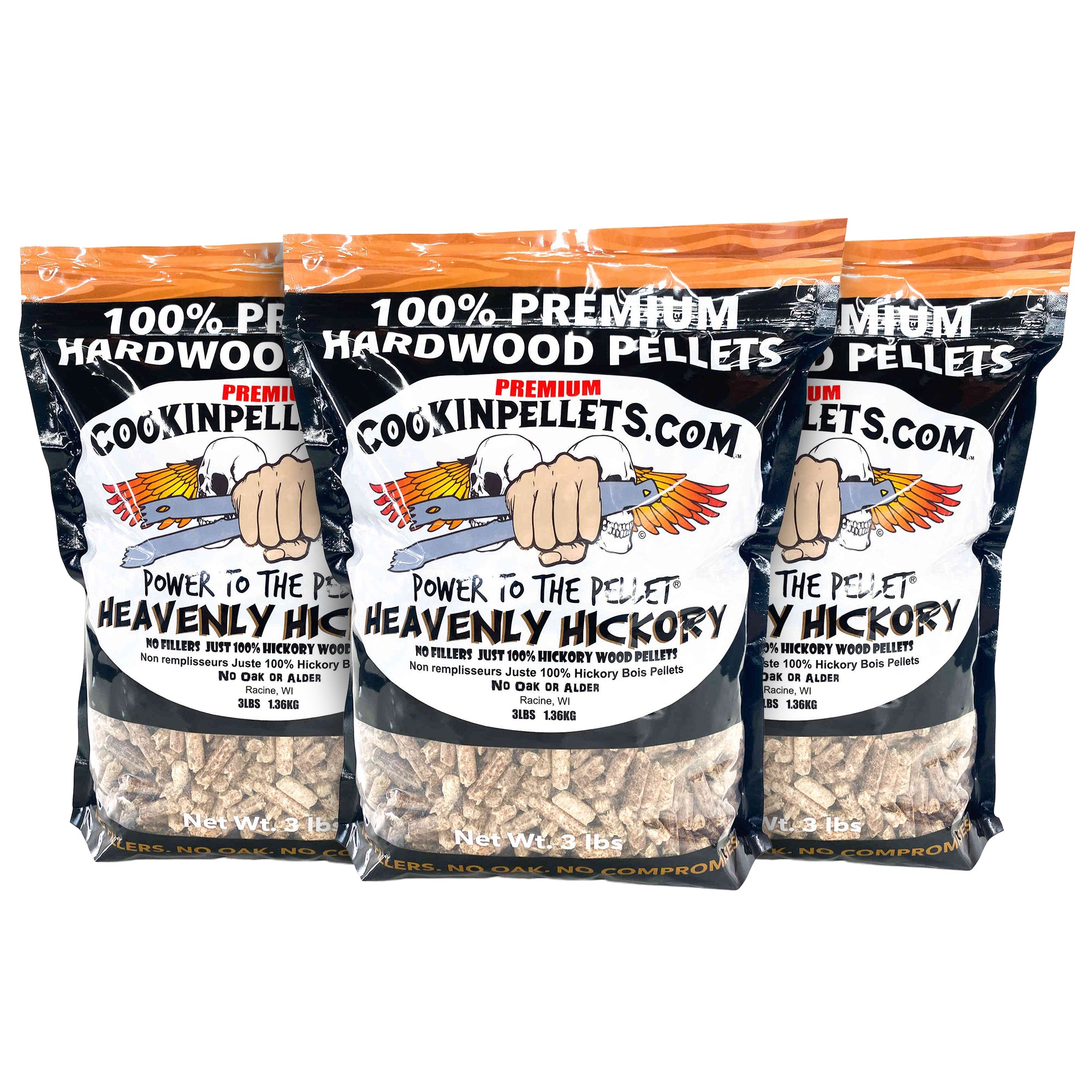 CookinPellets Heavenly Hickory Wood Pellets, Indoor Outdoor Smoker, 3Lbs, 3 Pack - VMInnovations