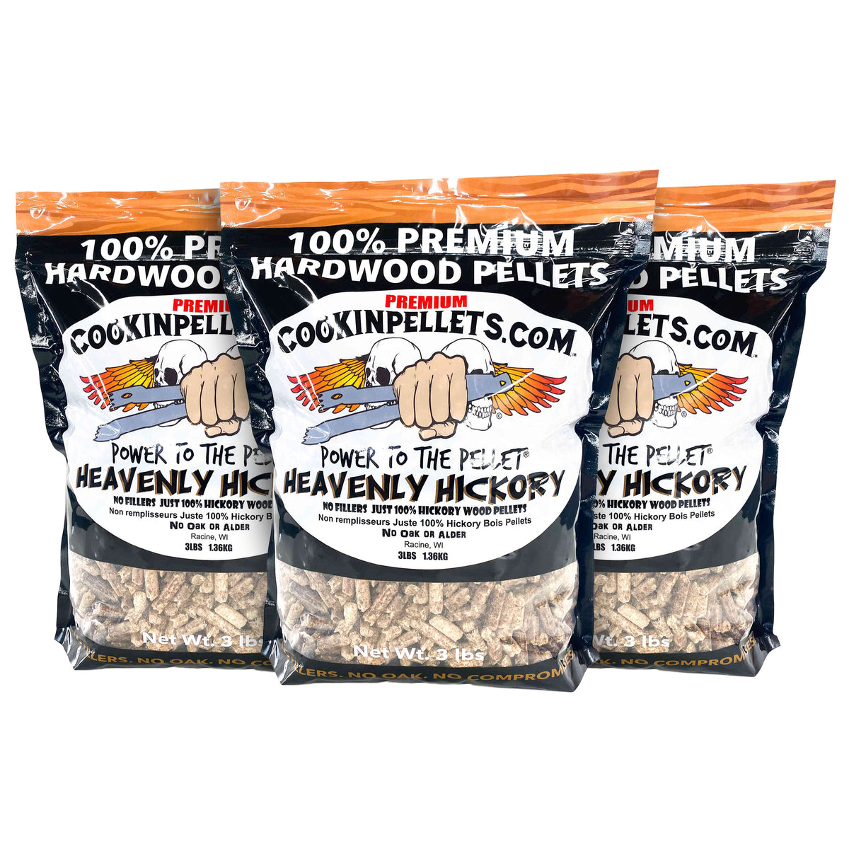 CookinPellets Heavenly Hickory Wood Pellets, Indoor Outdoor Smoker, 3Lbs, 3 Pack