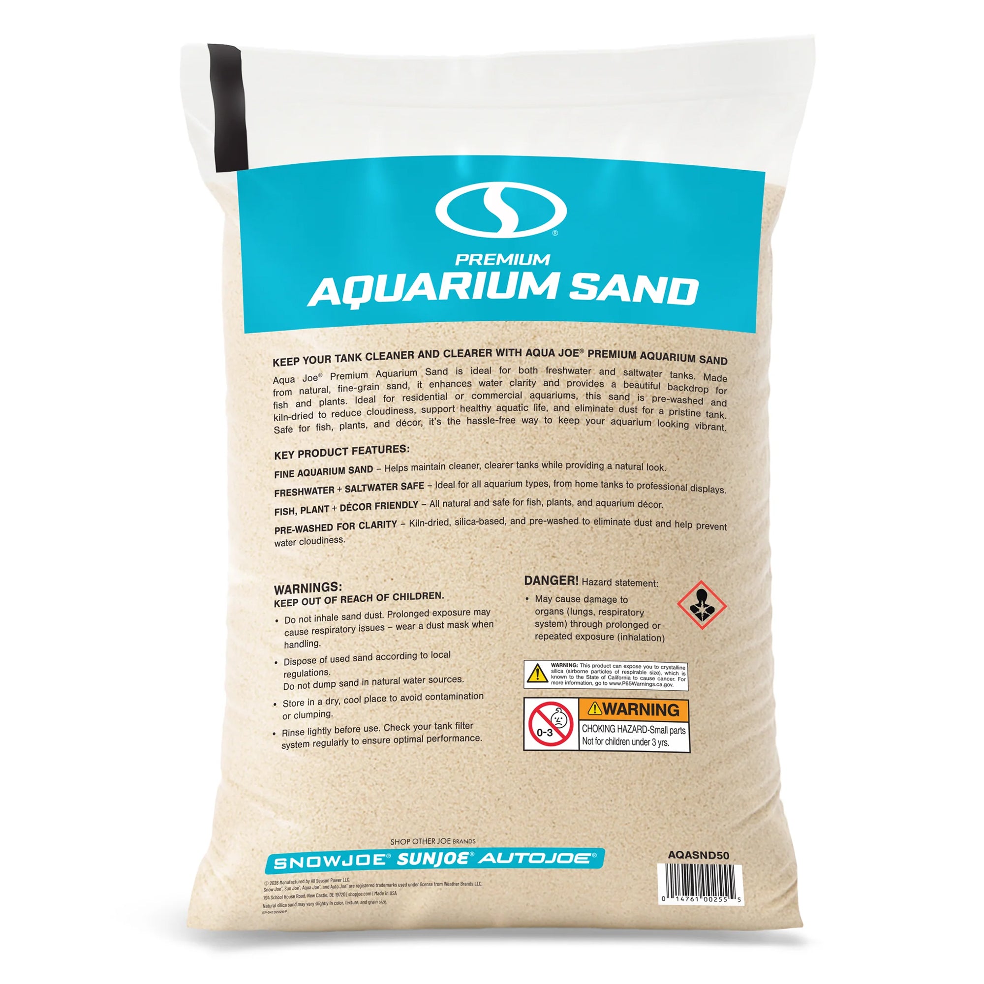 Aqua Joe 50 lb Aquarium Fine Sand for Freshwater & Saltwater Tanks, AQASND50 - VMInnovations