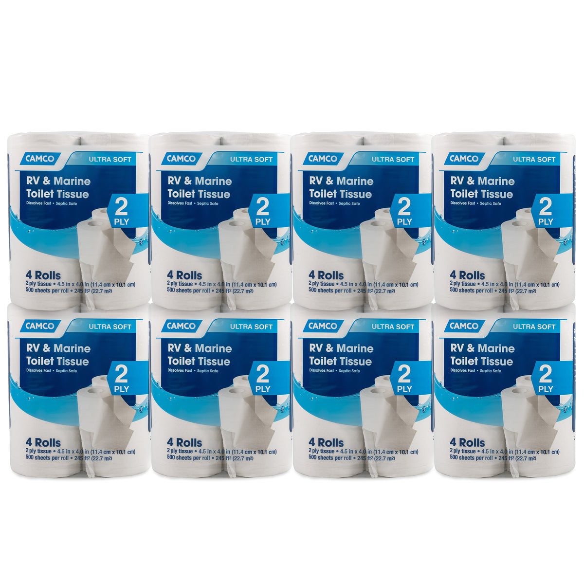 Camco 1-Ply Toilet Paper, 32 Rolls, 500 Flushable Biodegradable Tissue Sheets