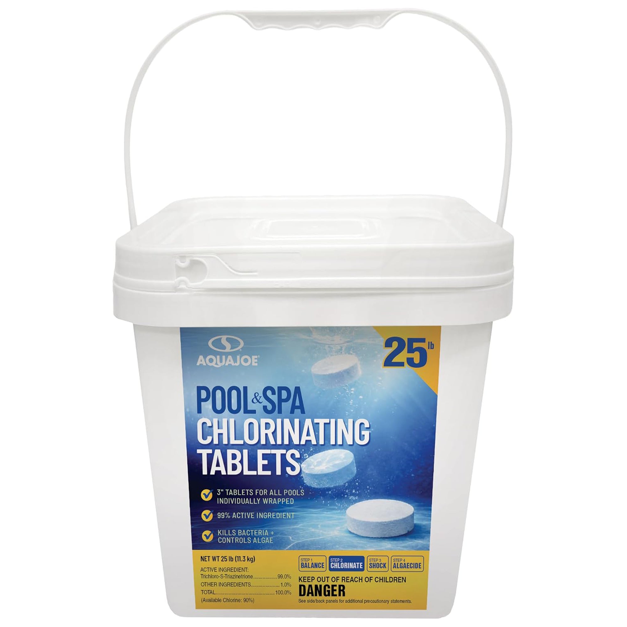 Aqua Joe Pool and Spa Chlorinating Tablets, 3-Inch, 90% Chlorine, 25 Lb Bucket - VMInnovations