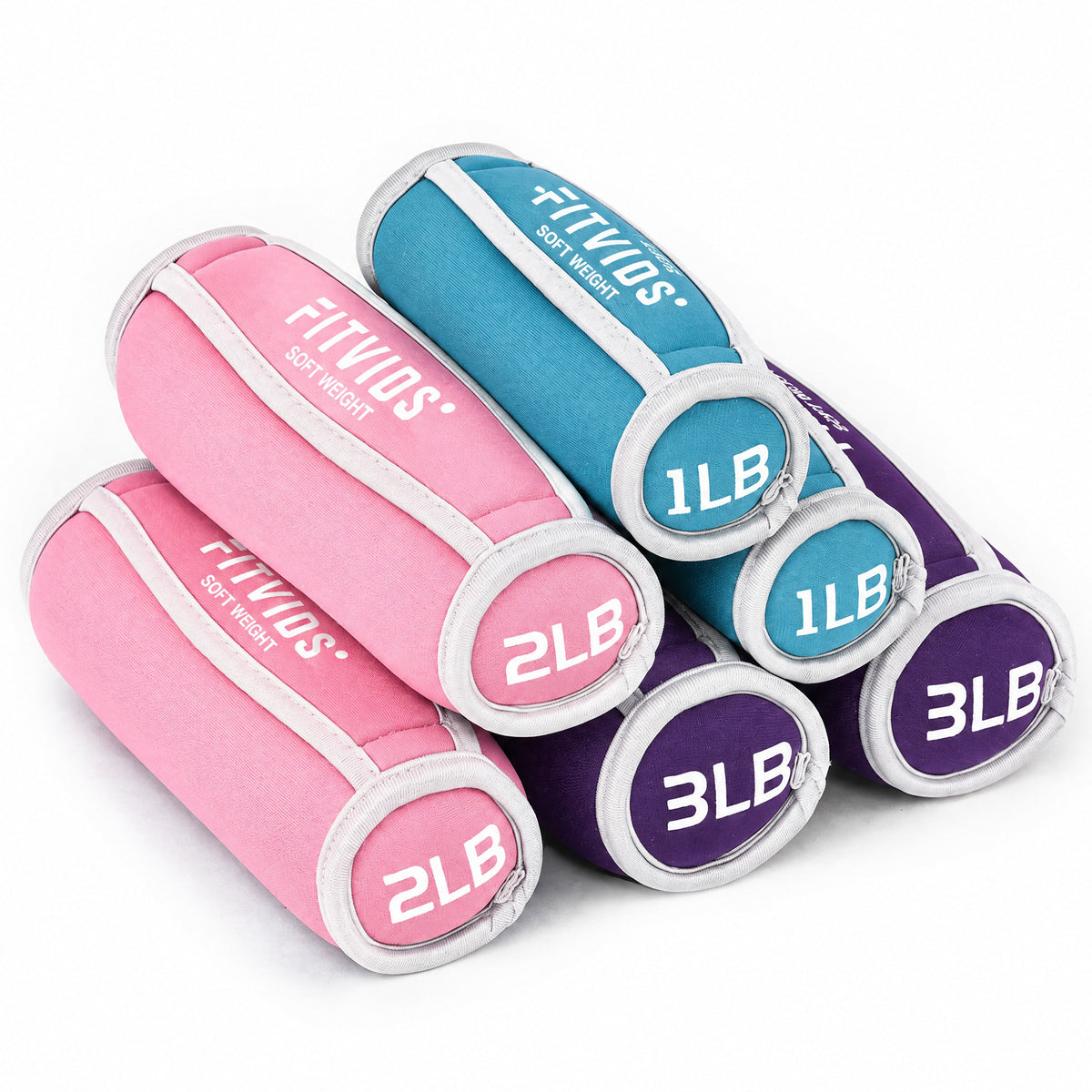 Fitvids 12 lb Soft Dumbbell Weights Set, 1/2/3 lb Pairs with Straps for Training - VMInnovations