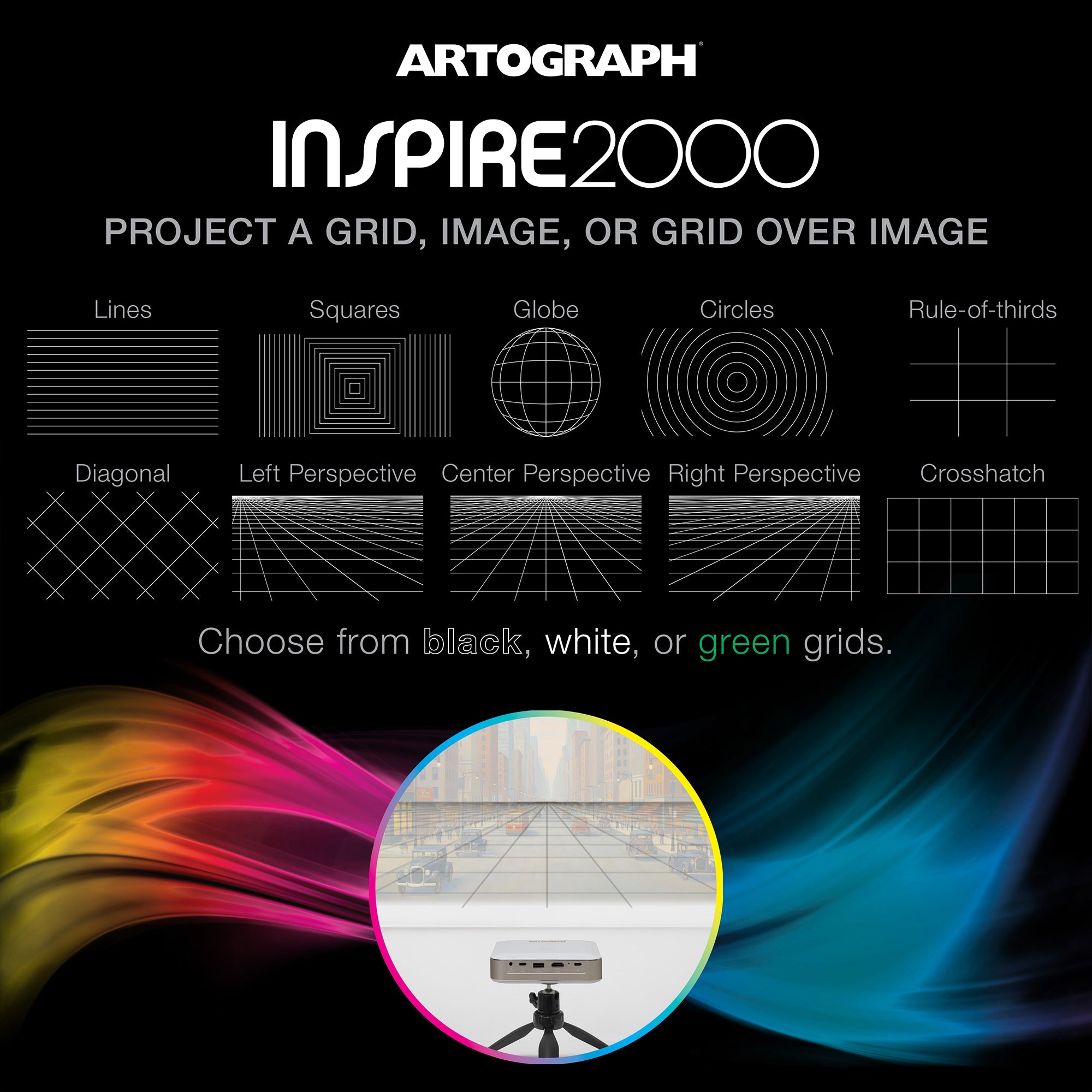 Artograph Inspire 2000 Digital Art Projector, Full HD 1080P, Built-In Art Grids