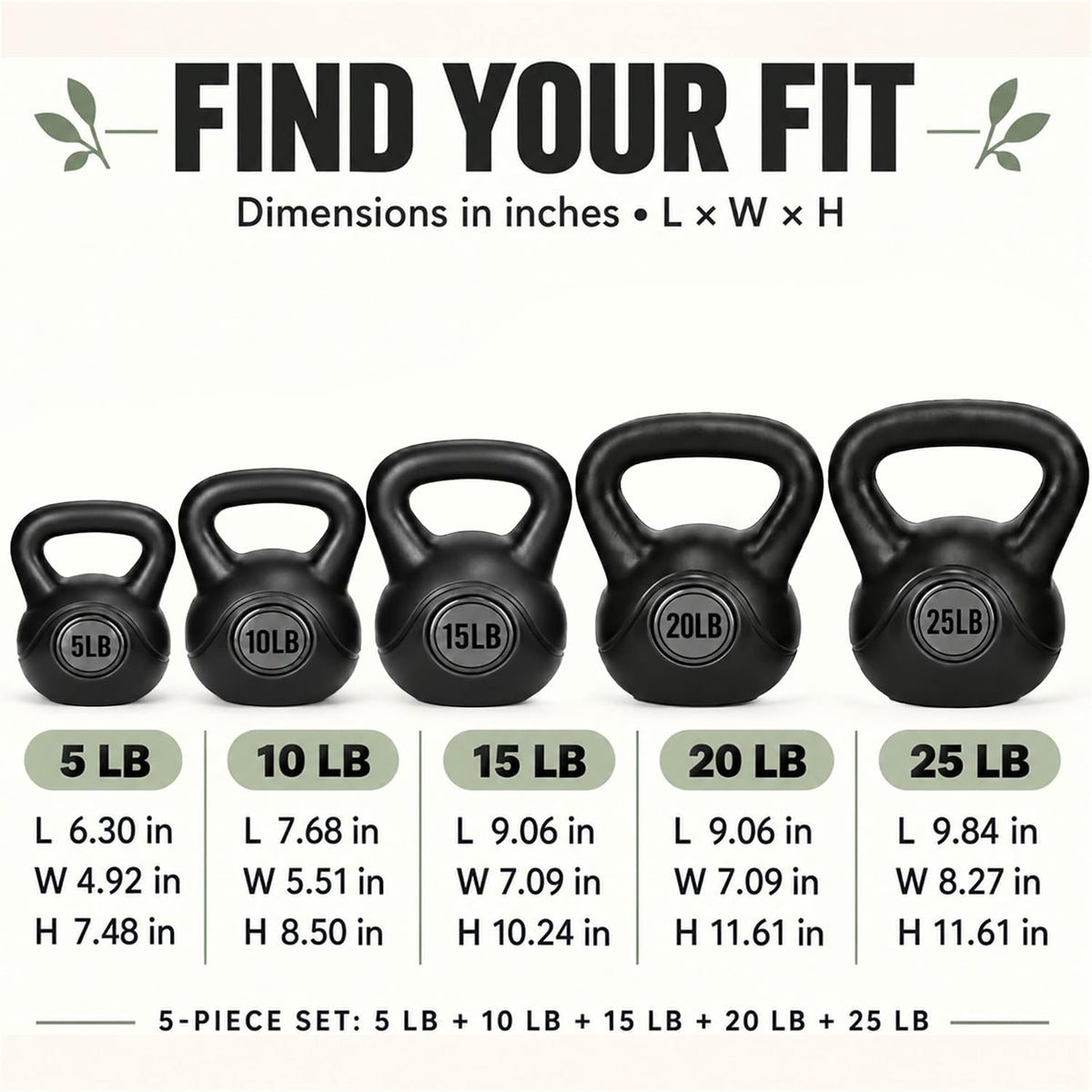 BalanceFrom 75lb Vinyl Cement-Filled Kettlebell Set for Strength Training - VMInnovations
