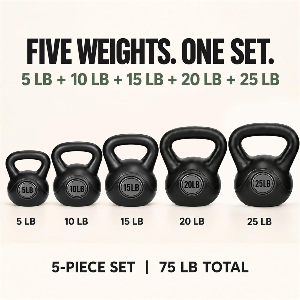 BalanceFrom 75lb Vinyl Cement-Filled Kettlebell Set for Strength Training - VMInnovations