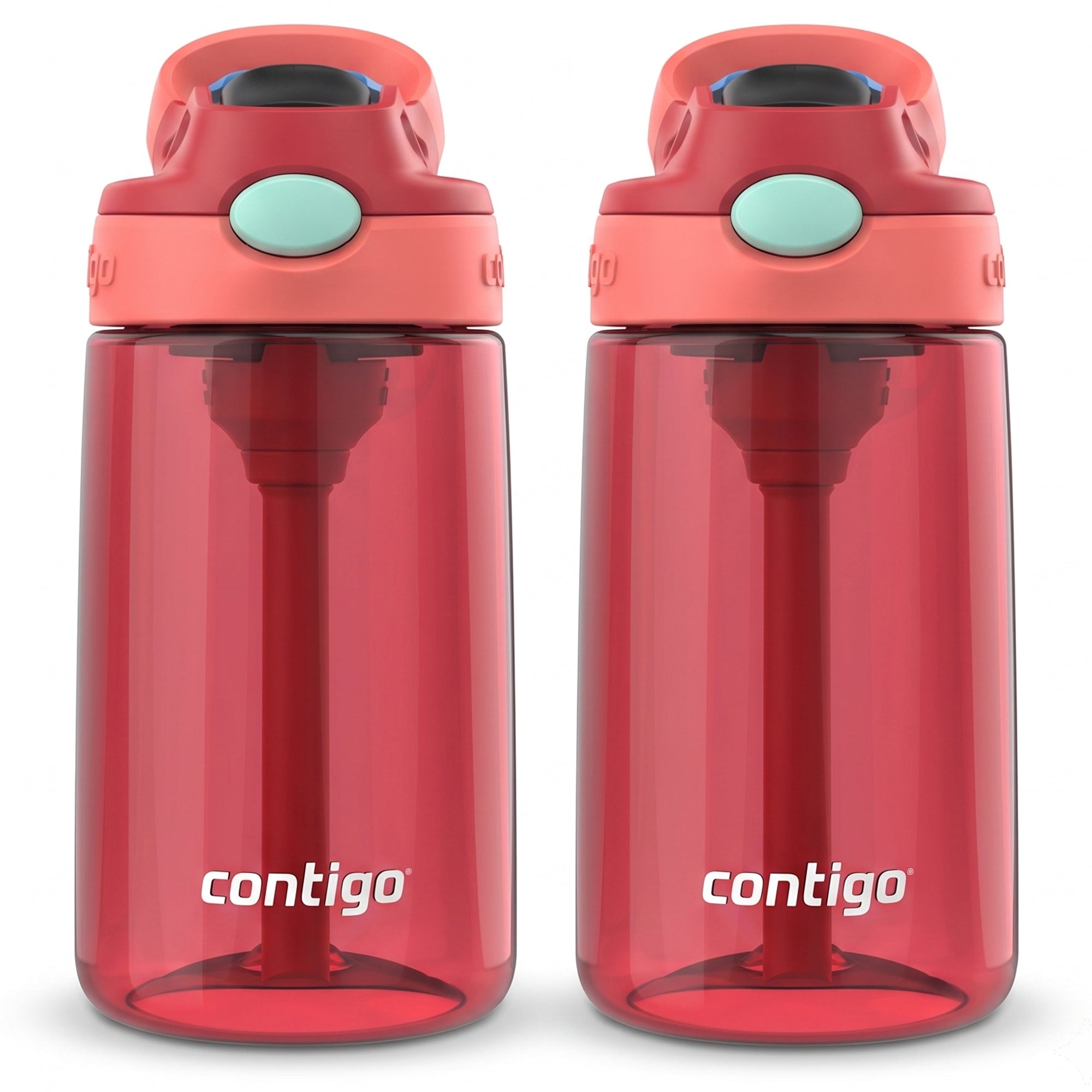 Contigo 2 Pack Water Bottle with AUTOSPOUT Flip Straw, 14 oz, Goji Berry Coral - VMInnovations