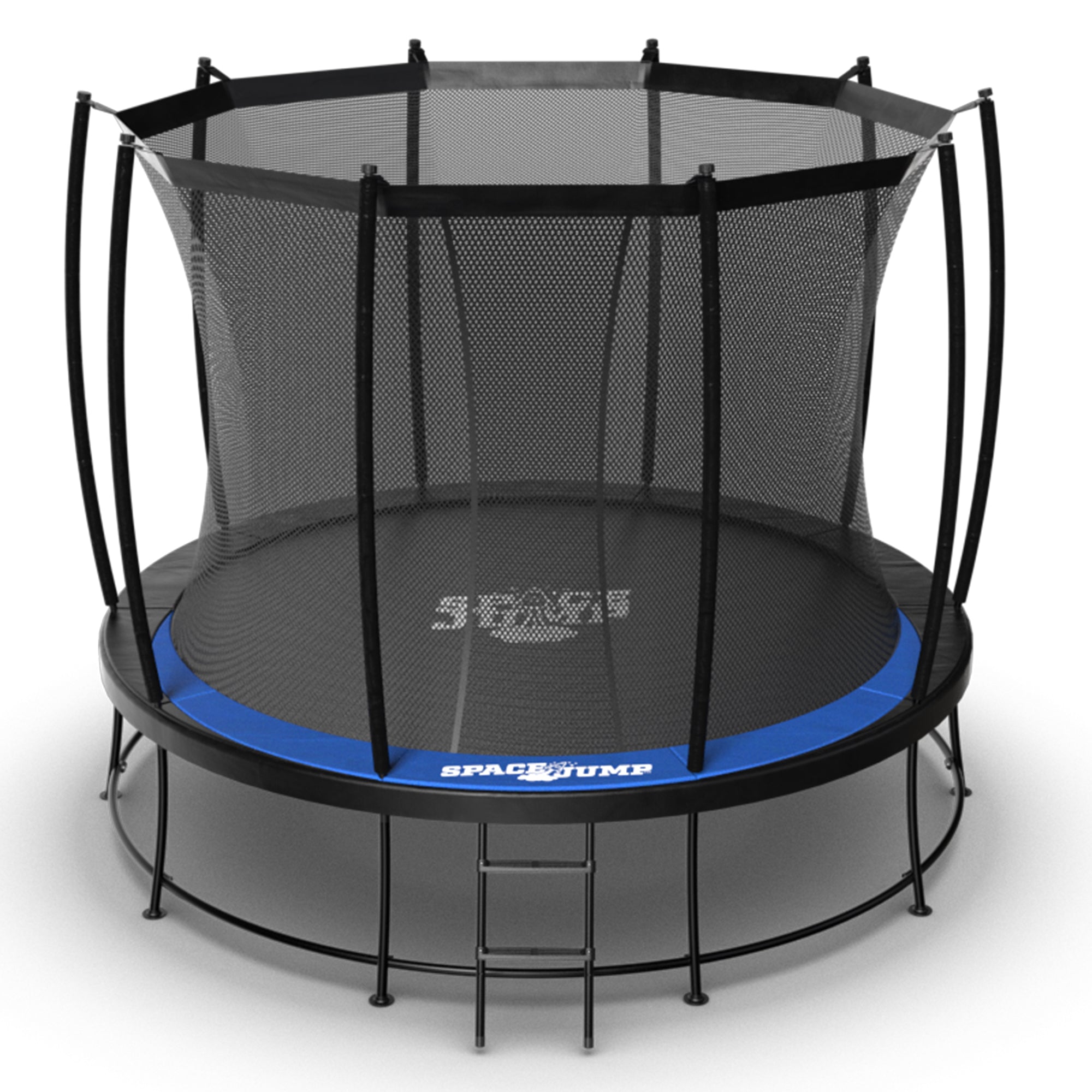 SpaceJump Astro 10 Ft Trampoline, Round Outdoor Bounce Pad w/ Safety Net, Black - VMInnovations