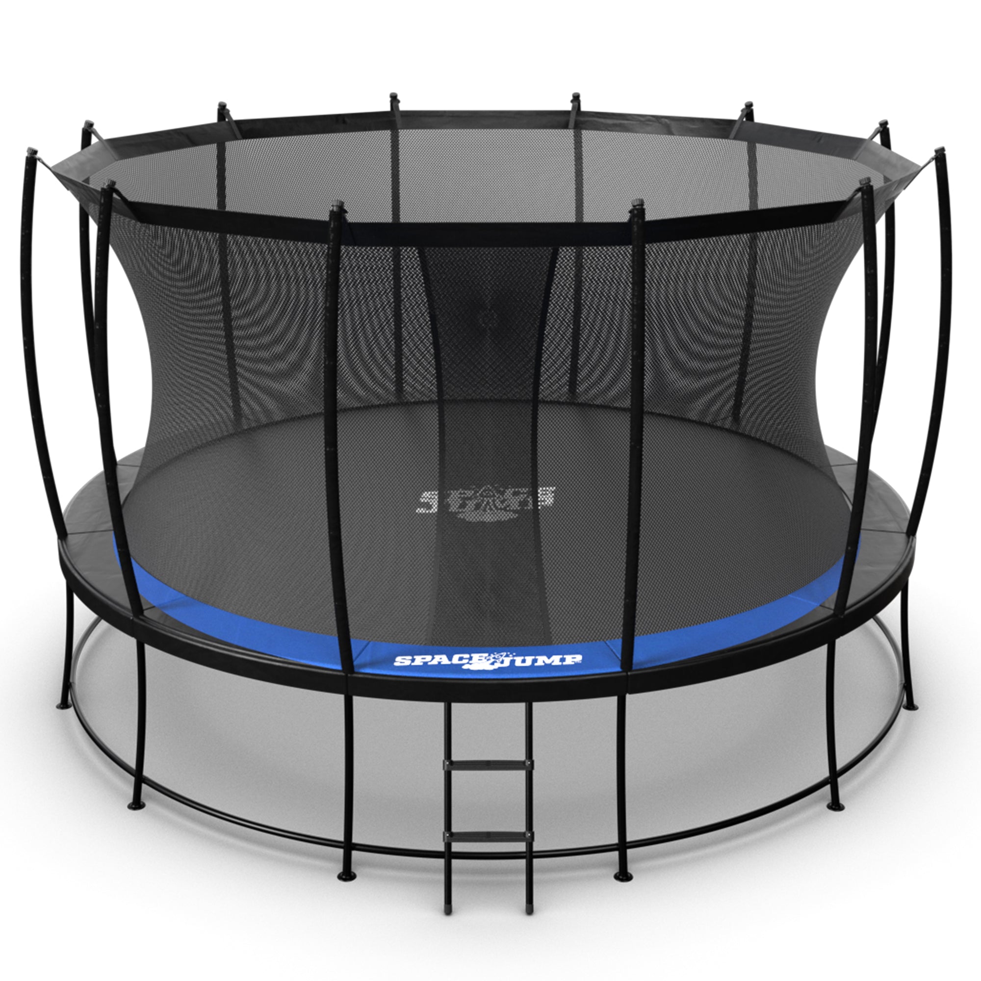 SpaceJump Astro 14 Ft Trampoline, Round Outdoor Bounce Pad w/ Safety Net, Black