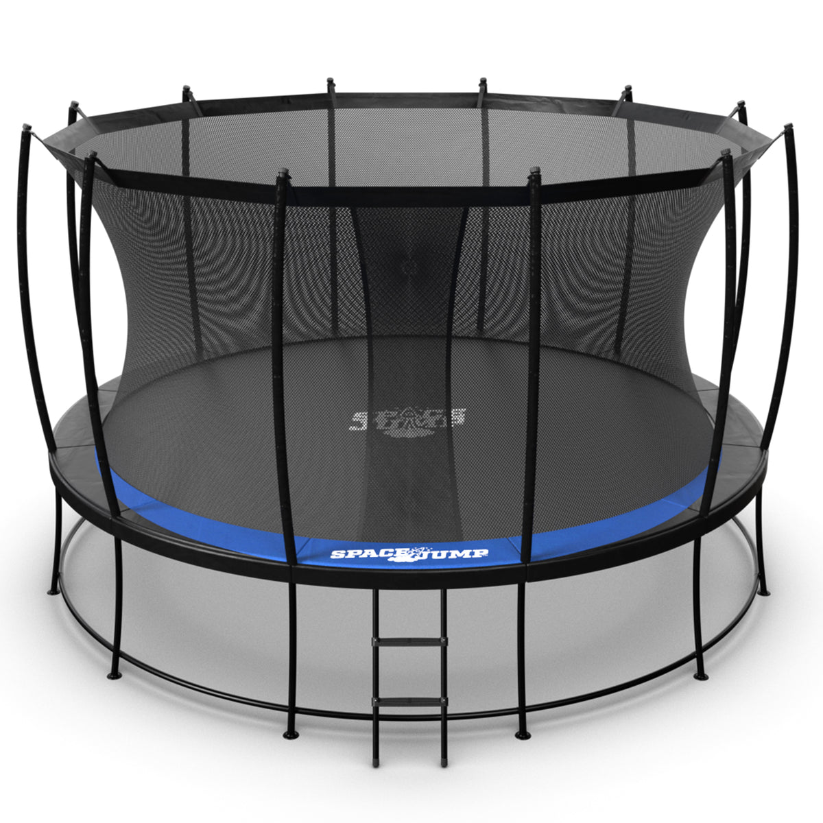 SpaceJump Astro 14 Ft Trampoline, Round Outdoor Bounce Pad w/ Safety Net, Black