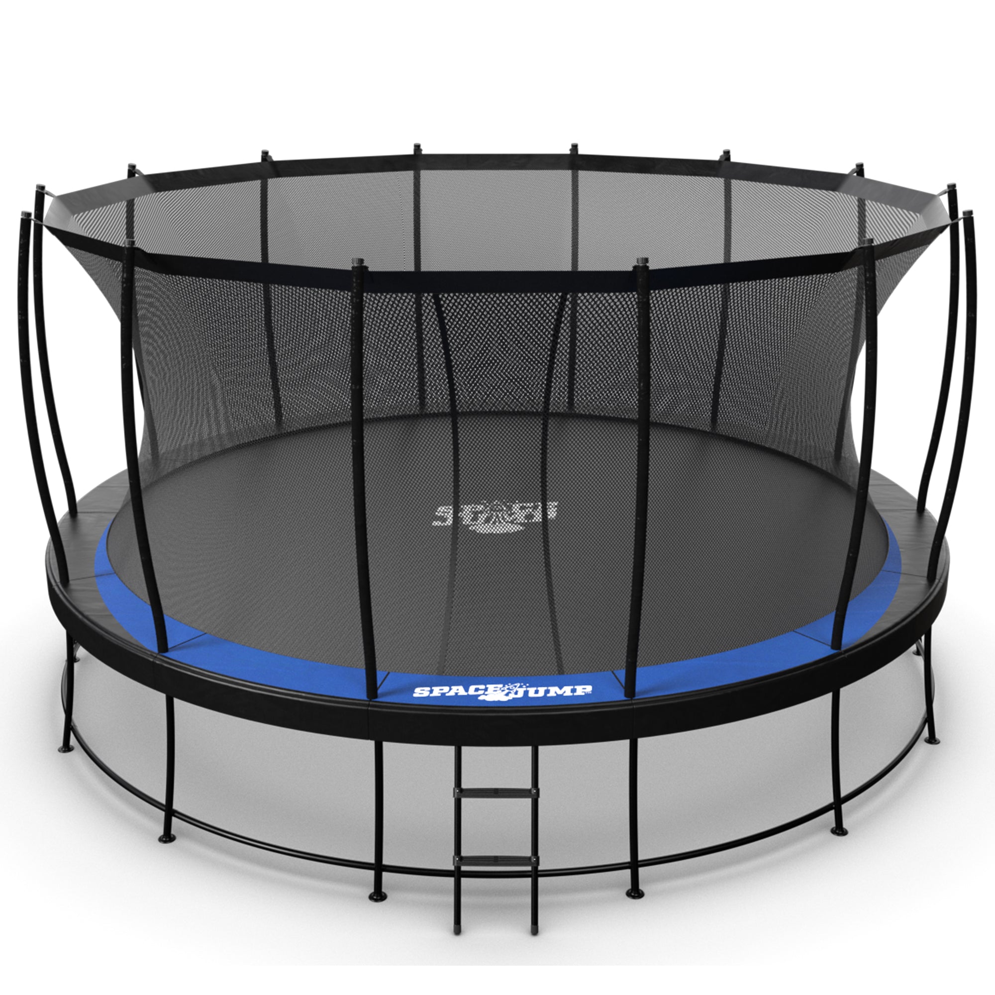 SpaceJump Astro 16 Ft Trampoline, Round Outdoor Bounce Pad w/ Safety Net, Black - VMInnovations