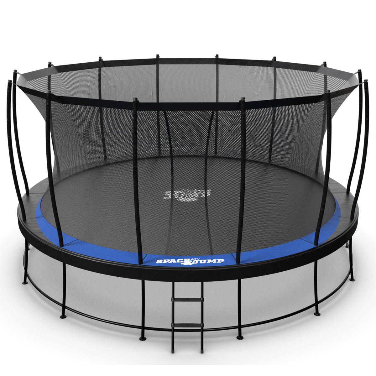 SpaceJump Astro 16 Ft Trampoline, Round Outdoor Bounce Pad w/ Safety Net, Black