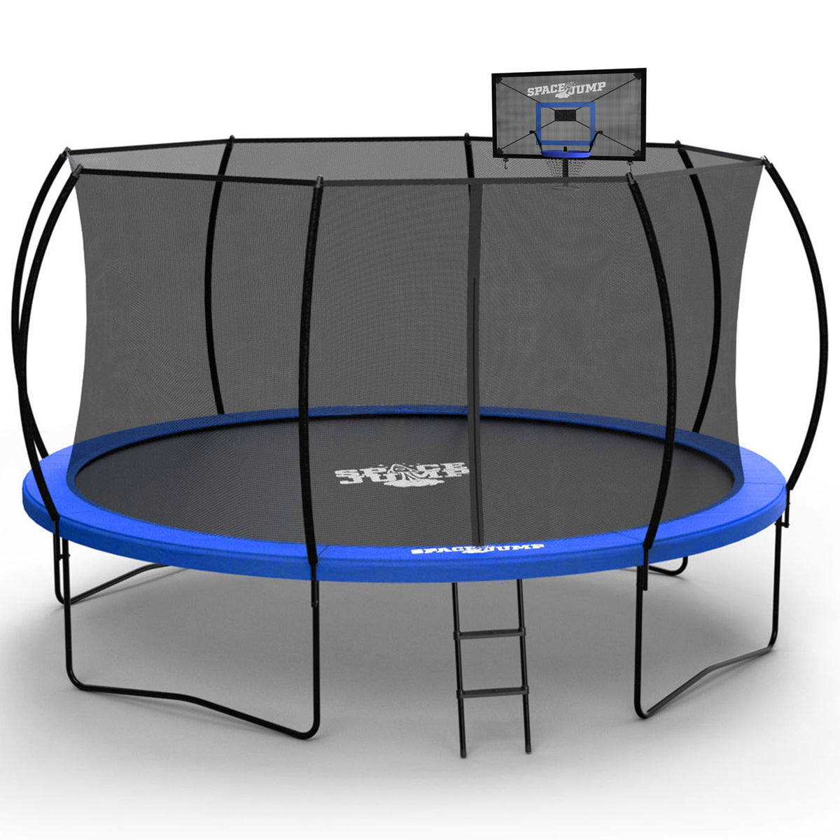 SpaceJump Nova 14Ft Trampoline, Outdoor Bounce Pad with Safety Net & Hoop, Black