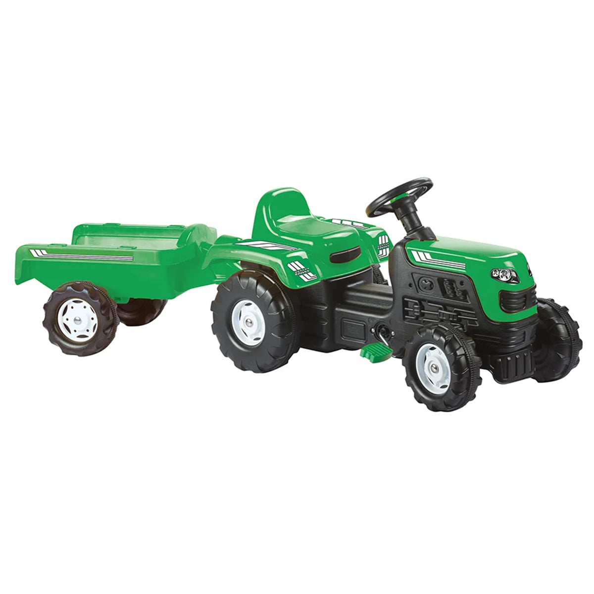 DOLU Ranchero Pedal Operated Toy Tractor with Trailer, Ages 3+ Years, Green