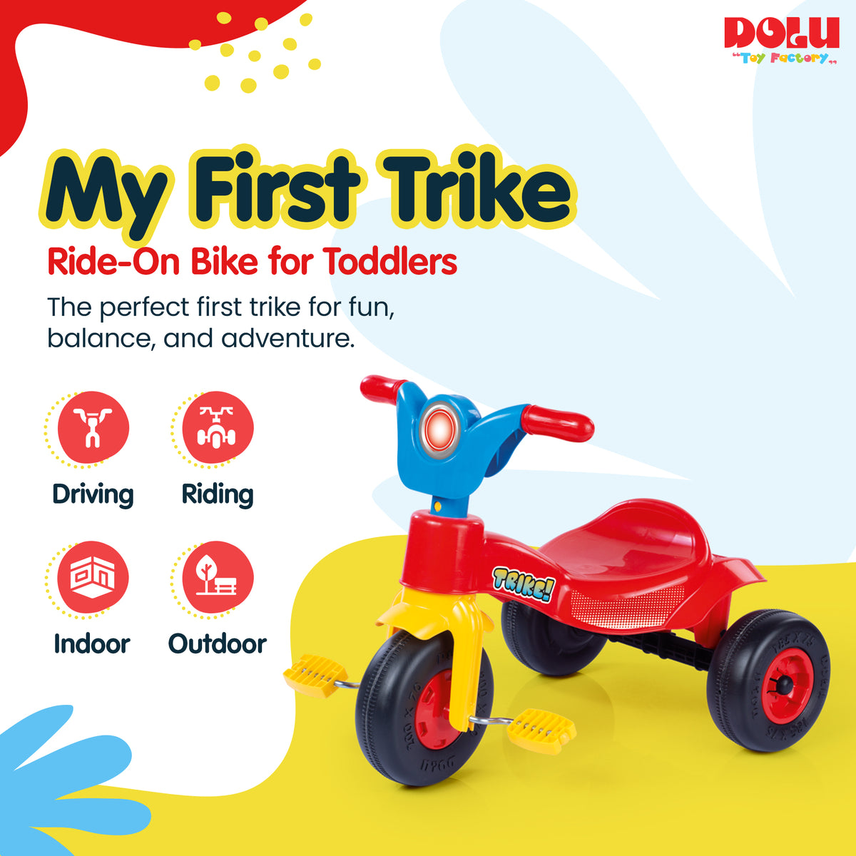 DOLU First Trike Ride On Pedal Operated Tricycle for Kids Ages 2 to 5 Years Old