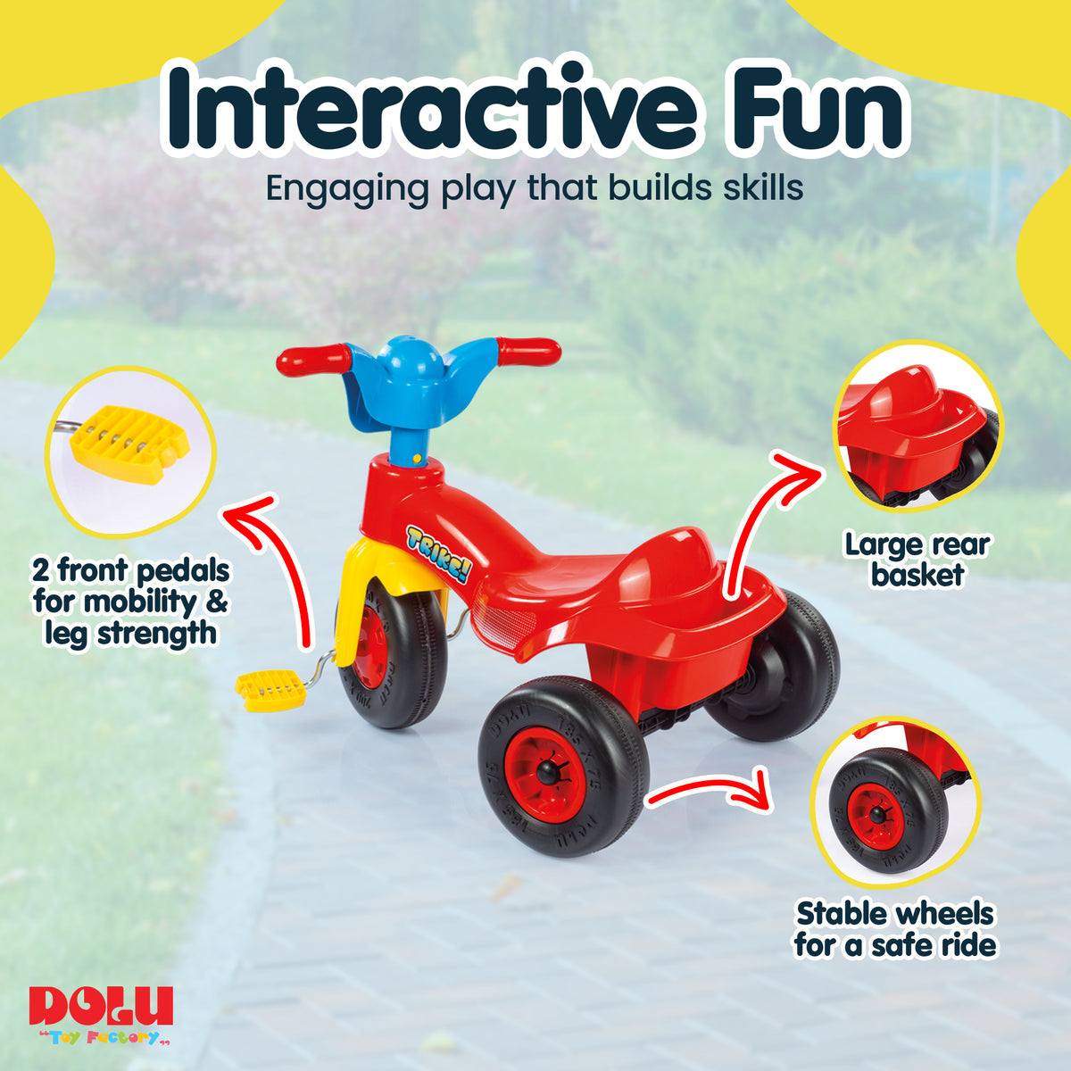 DOLU First Trike Ride On Pedal Operated Tricycle for Kids Ages 2 to 5 Years Old