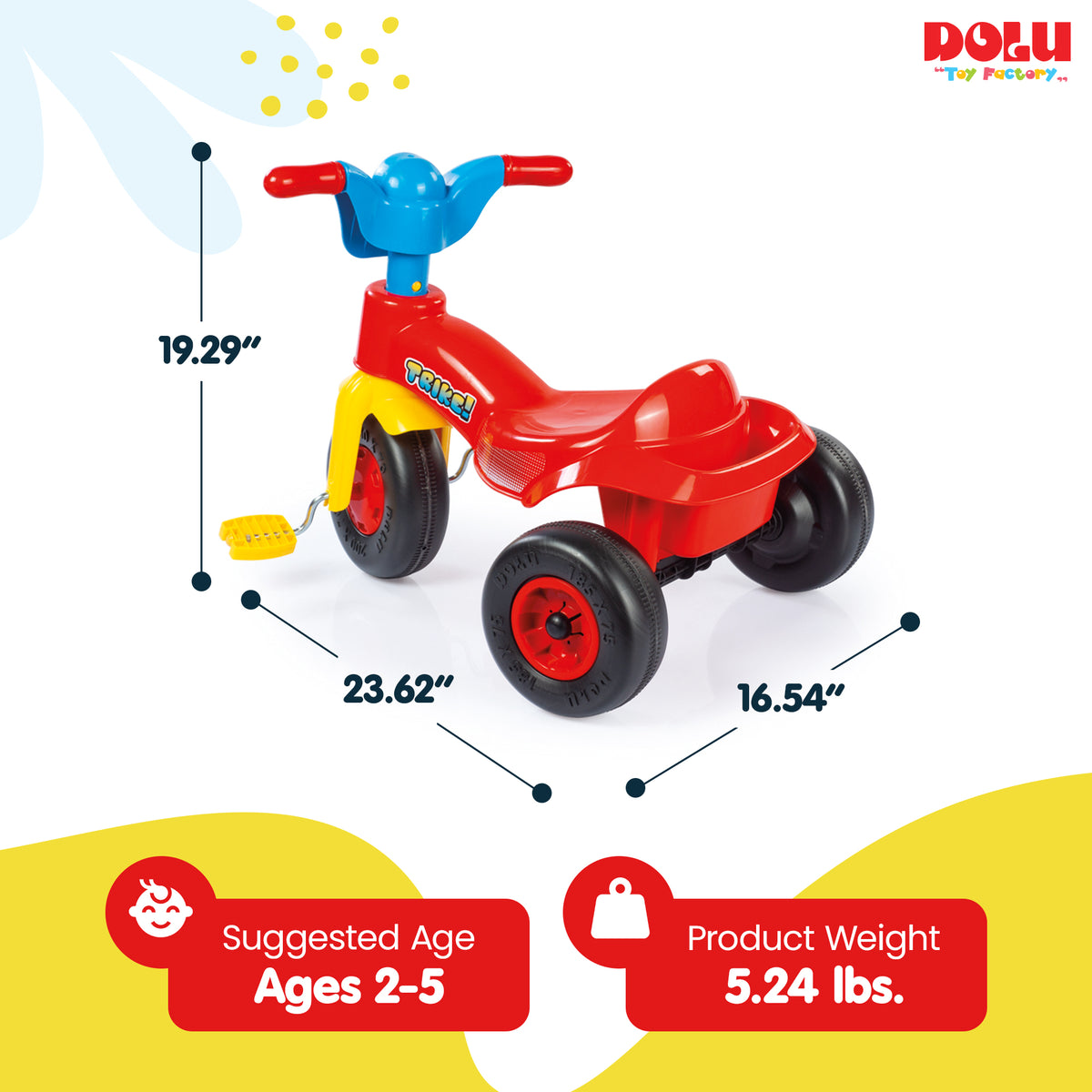DOLU First Trike Ride On Pedal Operated Tricycle for Kids Ages 2 to 5 Years Old