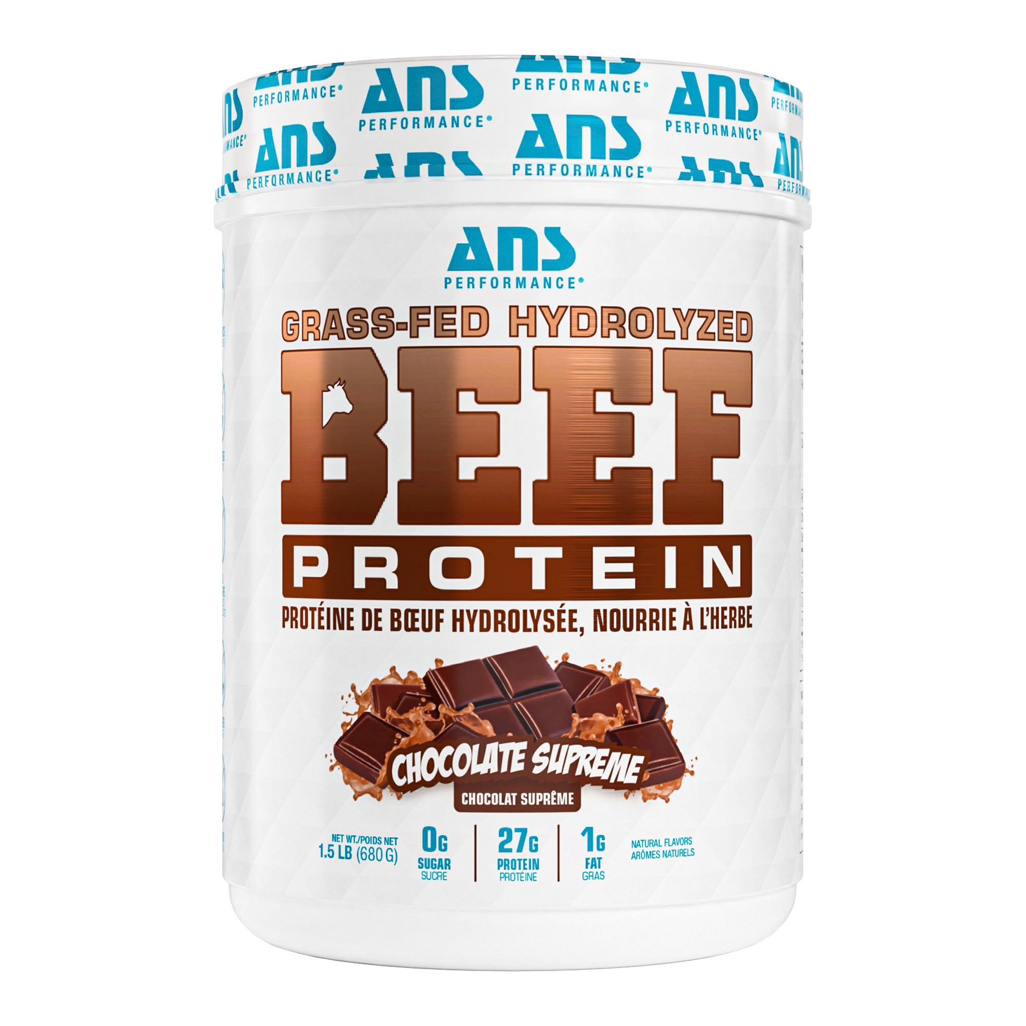 ANS Performance BEEF Protein Grass-Fed Protein Powder, 1.5 lb, Chocolate Supreme
