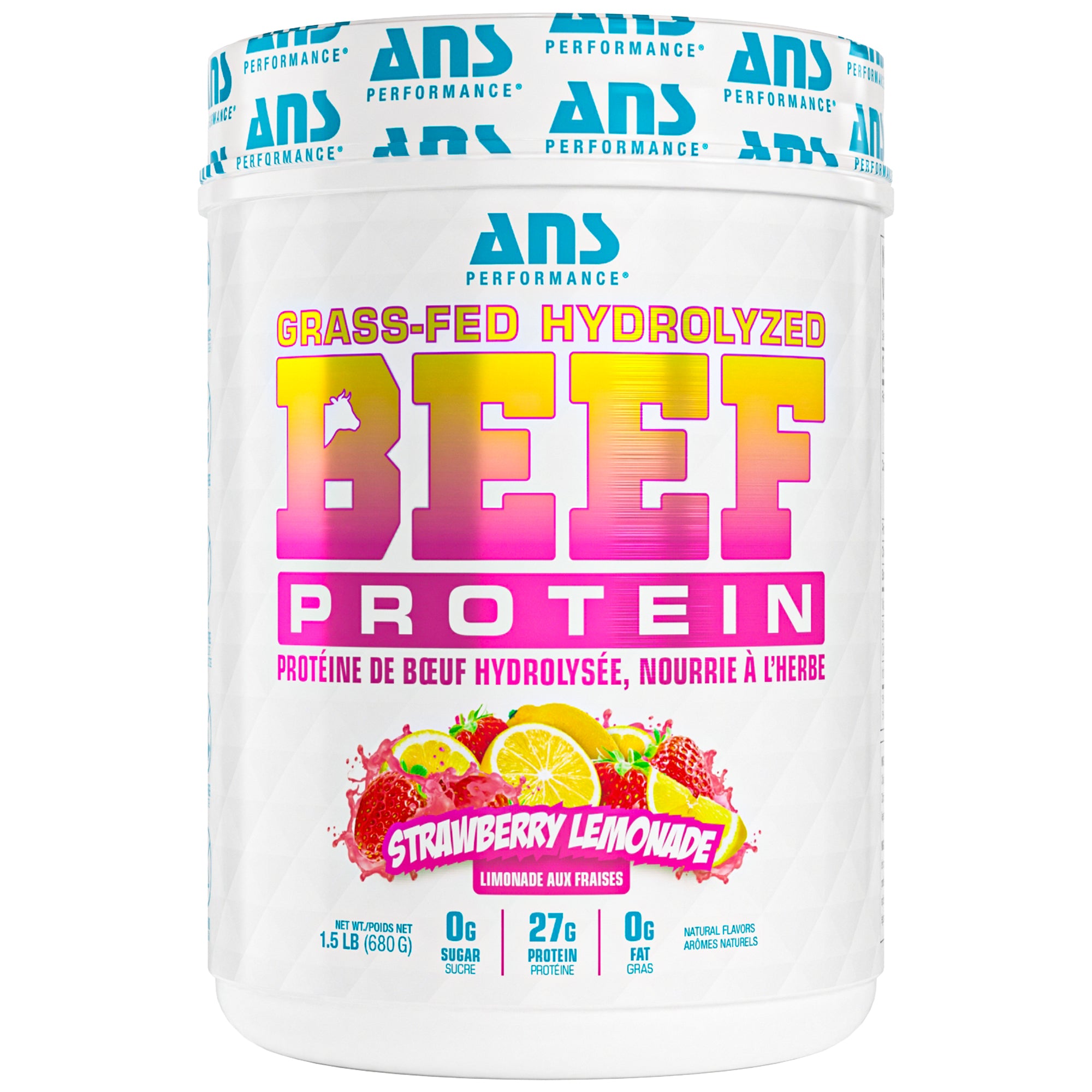 ANS Performance BEEF Protein Protein Powder, 1.5 Pounds, Strawberry Lemonade