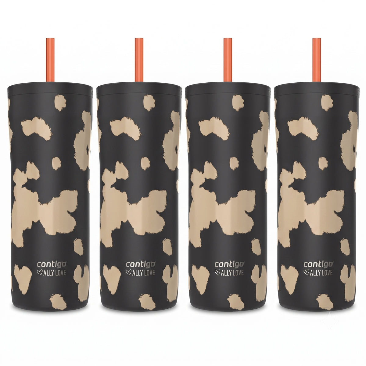 Contigo 4 Pack Streeterville 2.0 Stainless Steel Tumbler, Straw, 24oz, Licorice