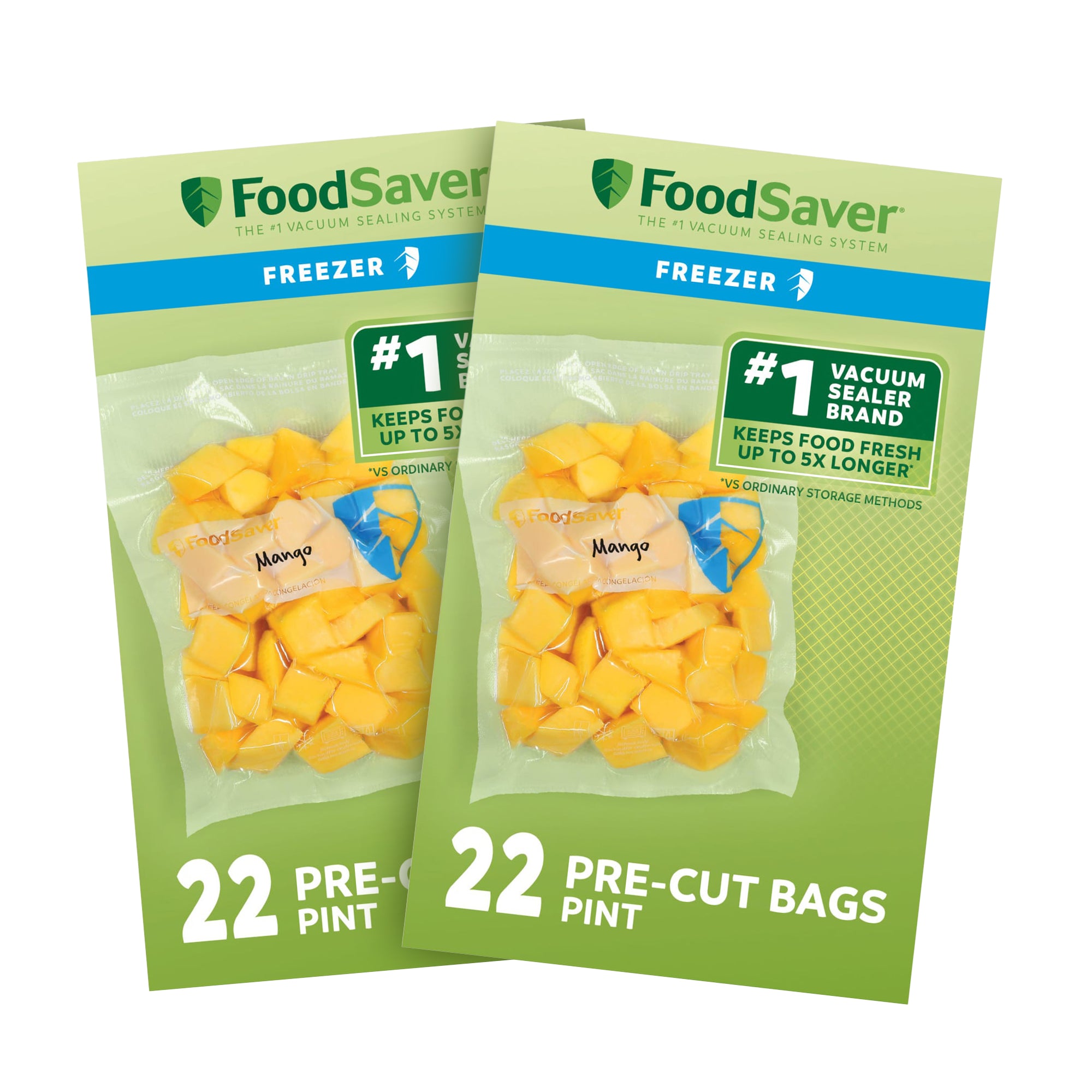 FoodSaver 44 Pack Pint Vacuum Seal, Pre-Cut BPA-Free Freezer Bags for Meal Prep
