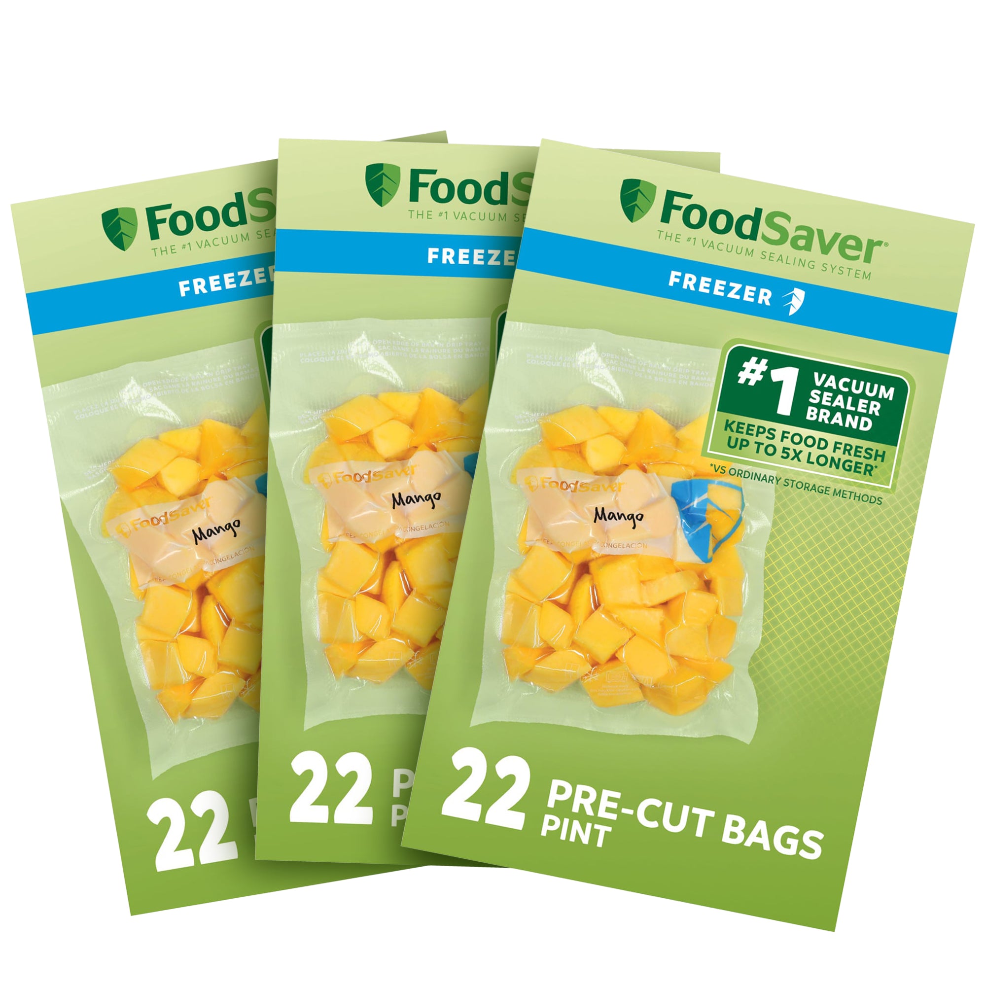 FoodSaver 66 Pack Pint Vacuum Seal, Pre-Cut BPA-Free Freezer Bags for Meal Prep