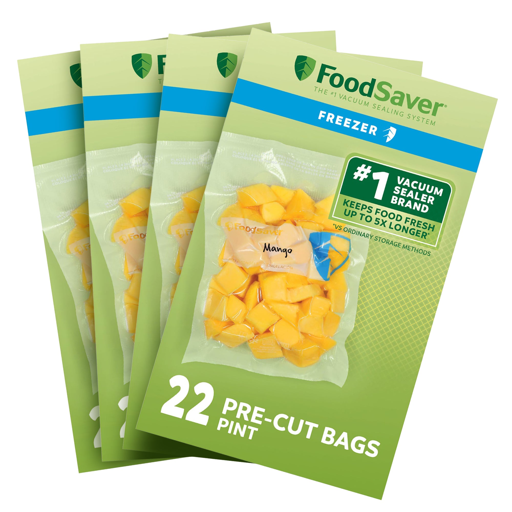 FoodSaver 88 Pack Pint Vacuum Seal, Pre-Cut BPA-Free Freezer Bags for Meal Prep - VMInnovations
