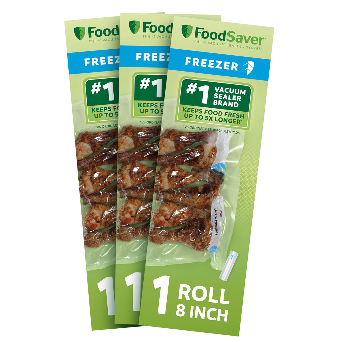FoodSaver 3 Pack Vacuum Sealer Rolls, 8"x16' Rolls, Custom Size for Food Storage