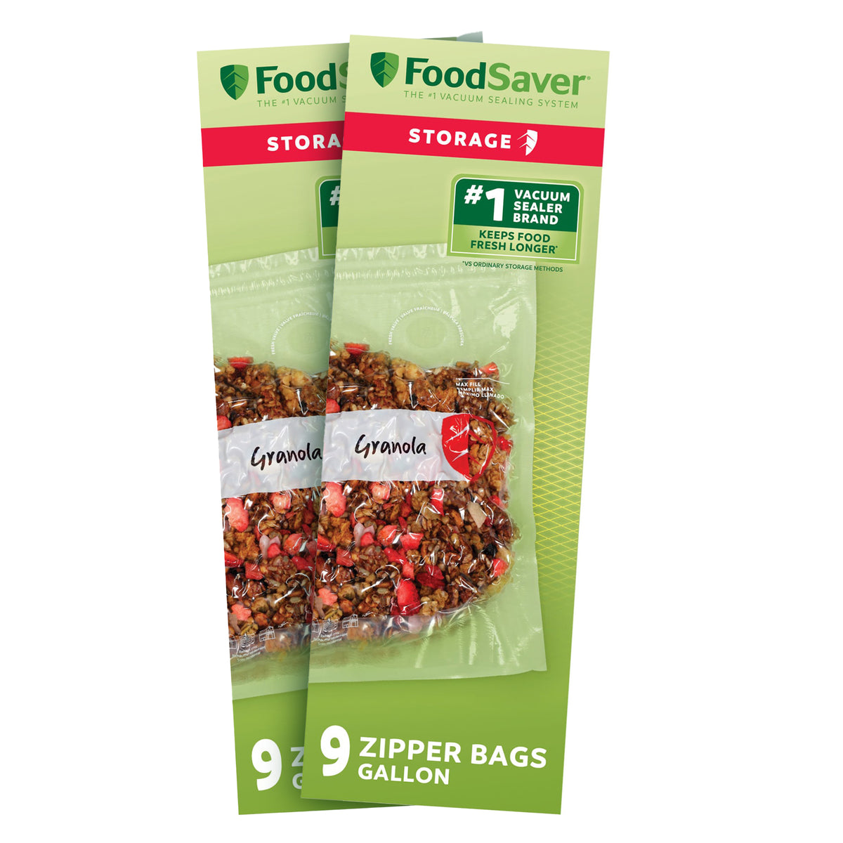 FoodSaver 18 Pack Reusable Quart Vacuum Zipper Bags, BPA-Free Freezer Storage