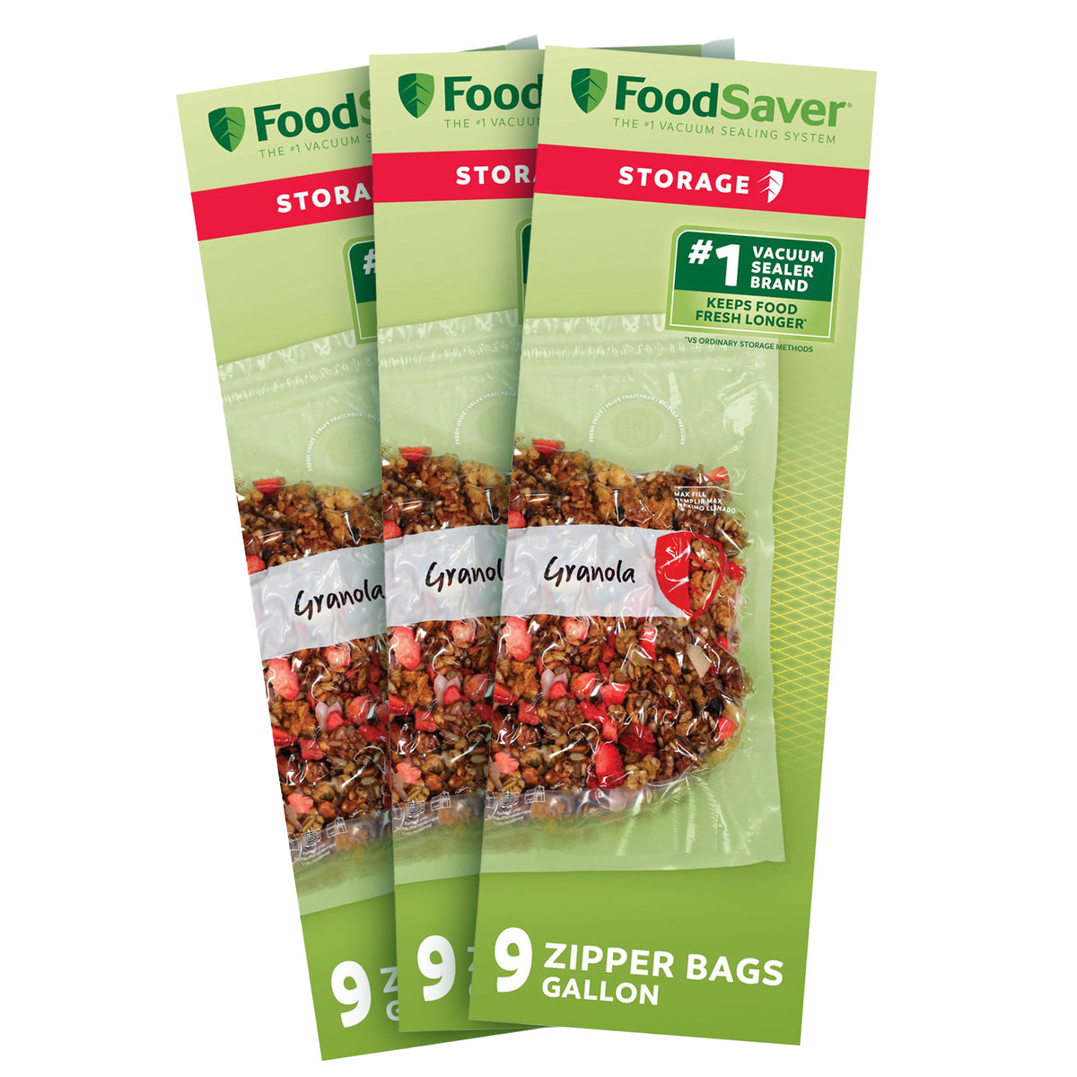 FoodSaver 27 Pack Reusable Quart Vacuum Zipper Bags, BPA-Free Freezer Storage
