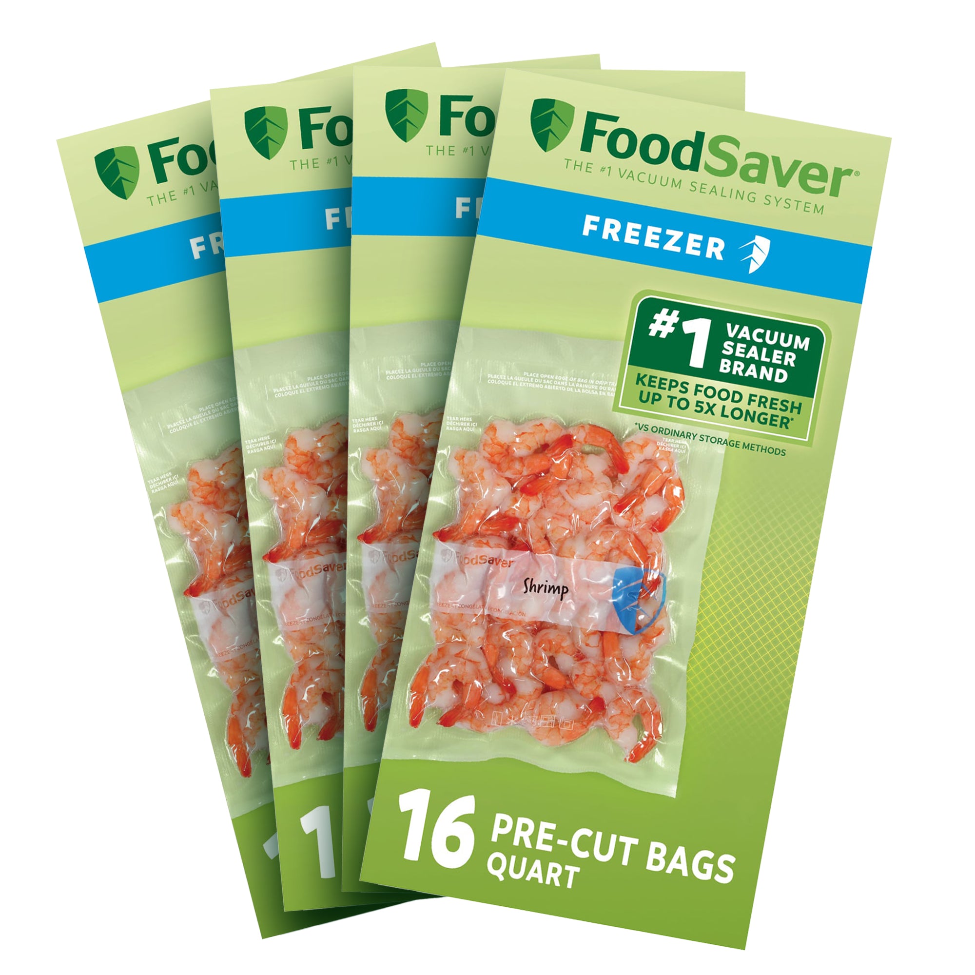 FoodSaver 64 Pack Quart Vacuum Seal Bags, Pre-Cut BPA-Free Freezer Storage Bags - VMInnovations