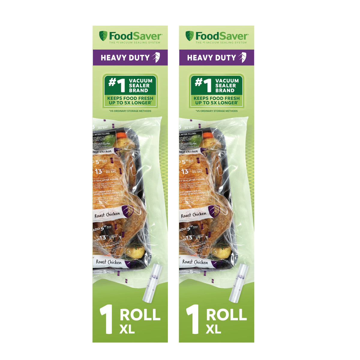 FoodSaver 2 Pack Heavy Duty Vacuum Sealer Rolls, XL 11" x 16', Expands to 14"