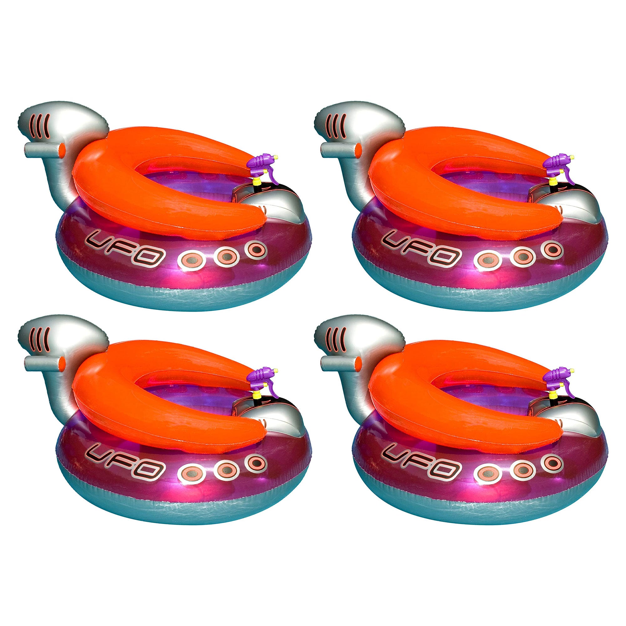 Swimline Inflatable UFO Lounge Chair Swimming Pool Float w/ Squirt Gun, (4 Pack)