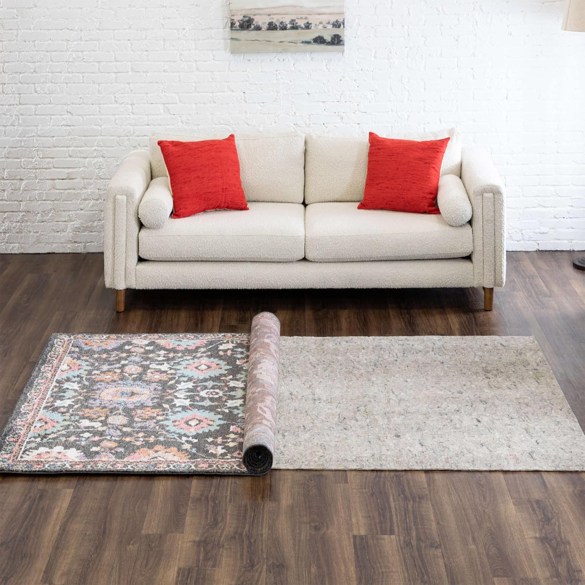 Mohawk Home 8' Round Rug Pad, 1/4" Thick Felt with Latex Rubber Gripper, Grey