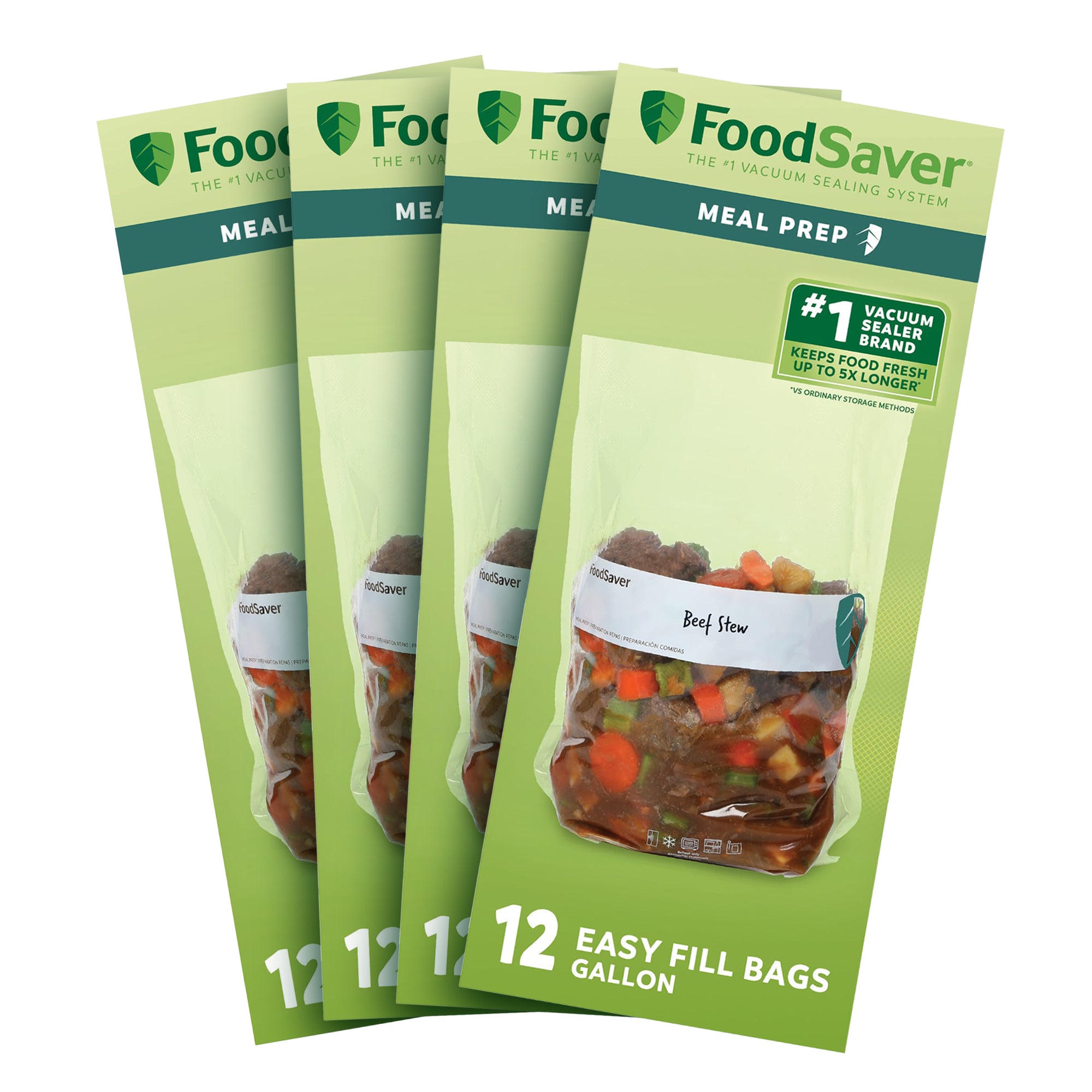 FoodSaver 48 Pack Easy Fill 1-Gallon Vacuum Sealer Bags w/ Free-Standing Design - VMInnovations