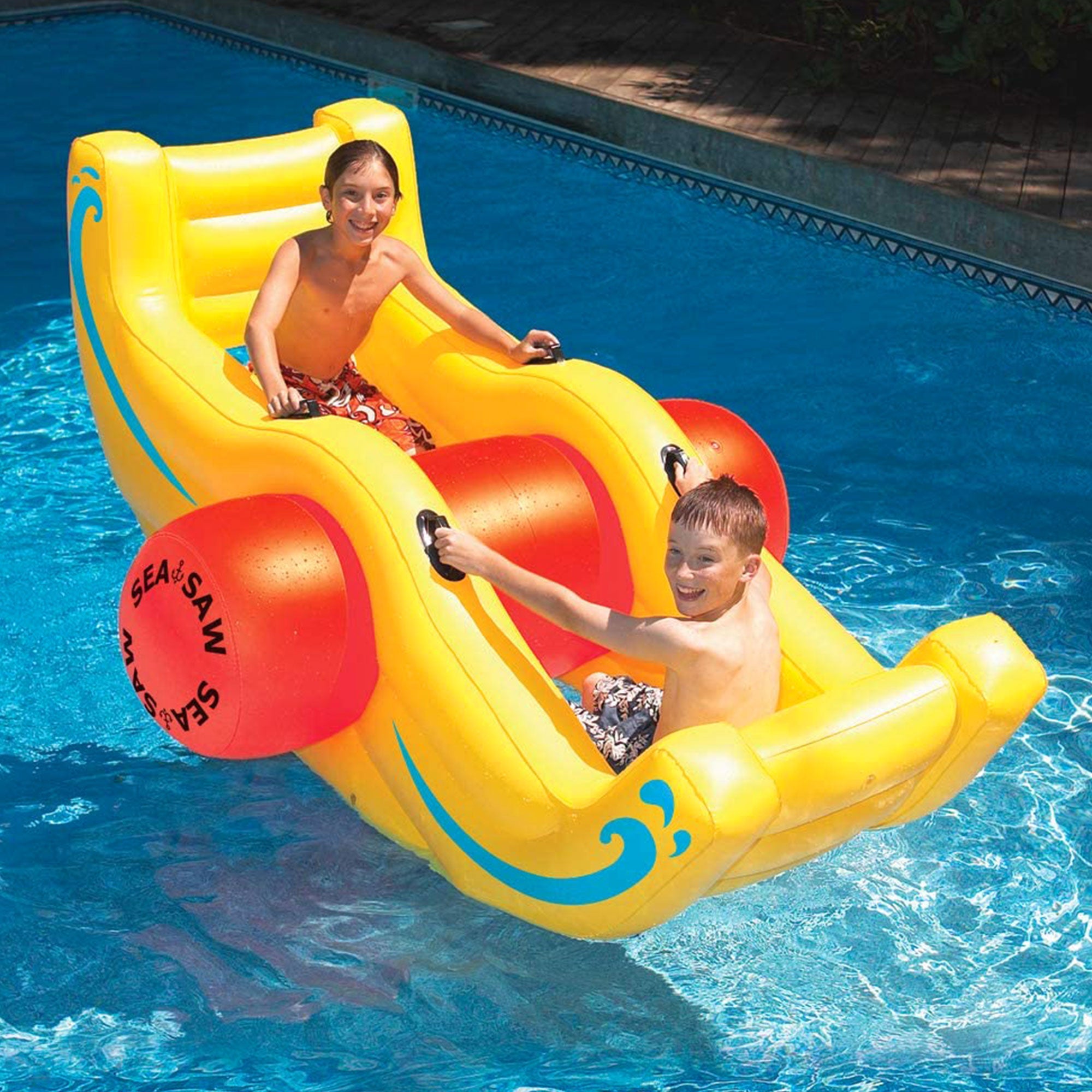 Swimline Giant Inflatable Sea-Saw Water Rocker Swimming Pool Float, (2 Pack) - VMInnovations